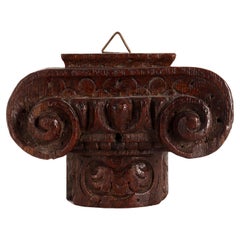 Small Carved Wood, Depicting an Ionic Capital, Italy, circa 1850