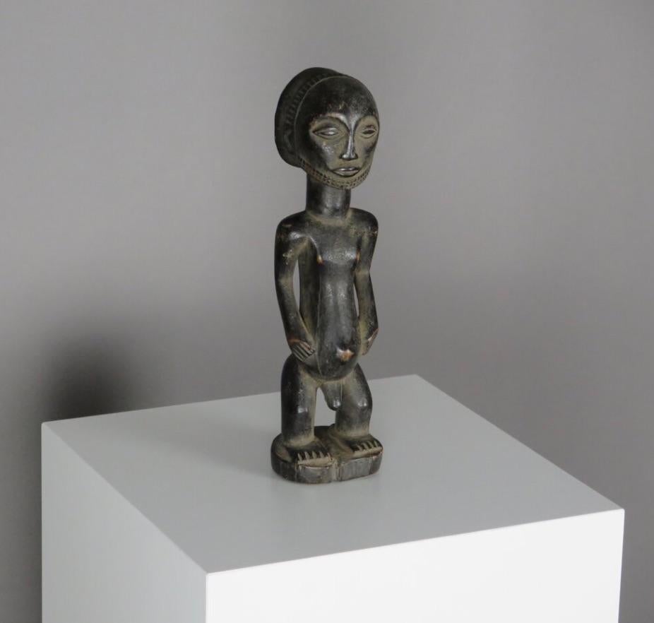Late 20th Century Small Carved Wood 'Luba' Statue, Congo For Sale