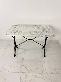 Small Cast iron Country Table with marble top, 1960s