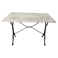 Small Cast iron Country Table with marble top, 1960s