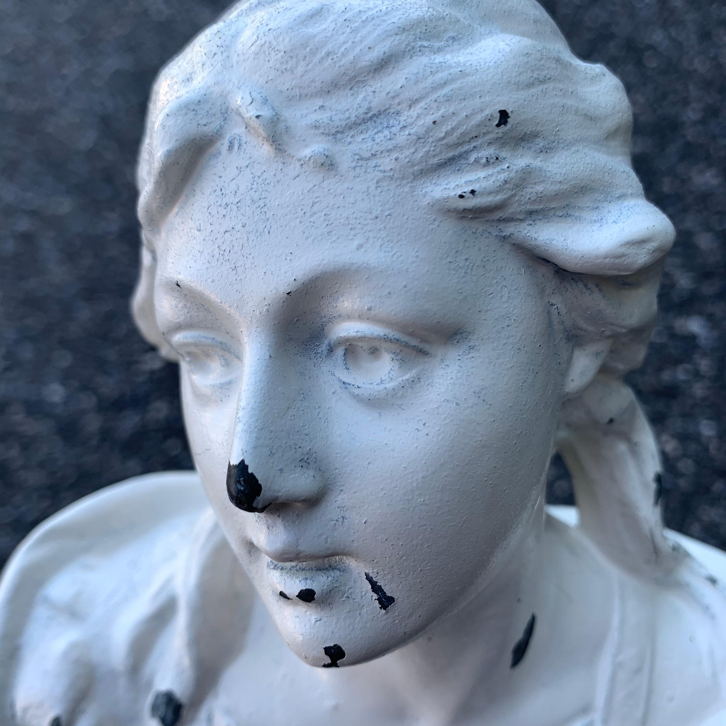 Small Cast Iron White Painted Statue of a Lady 8