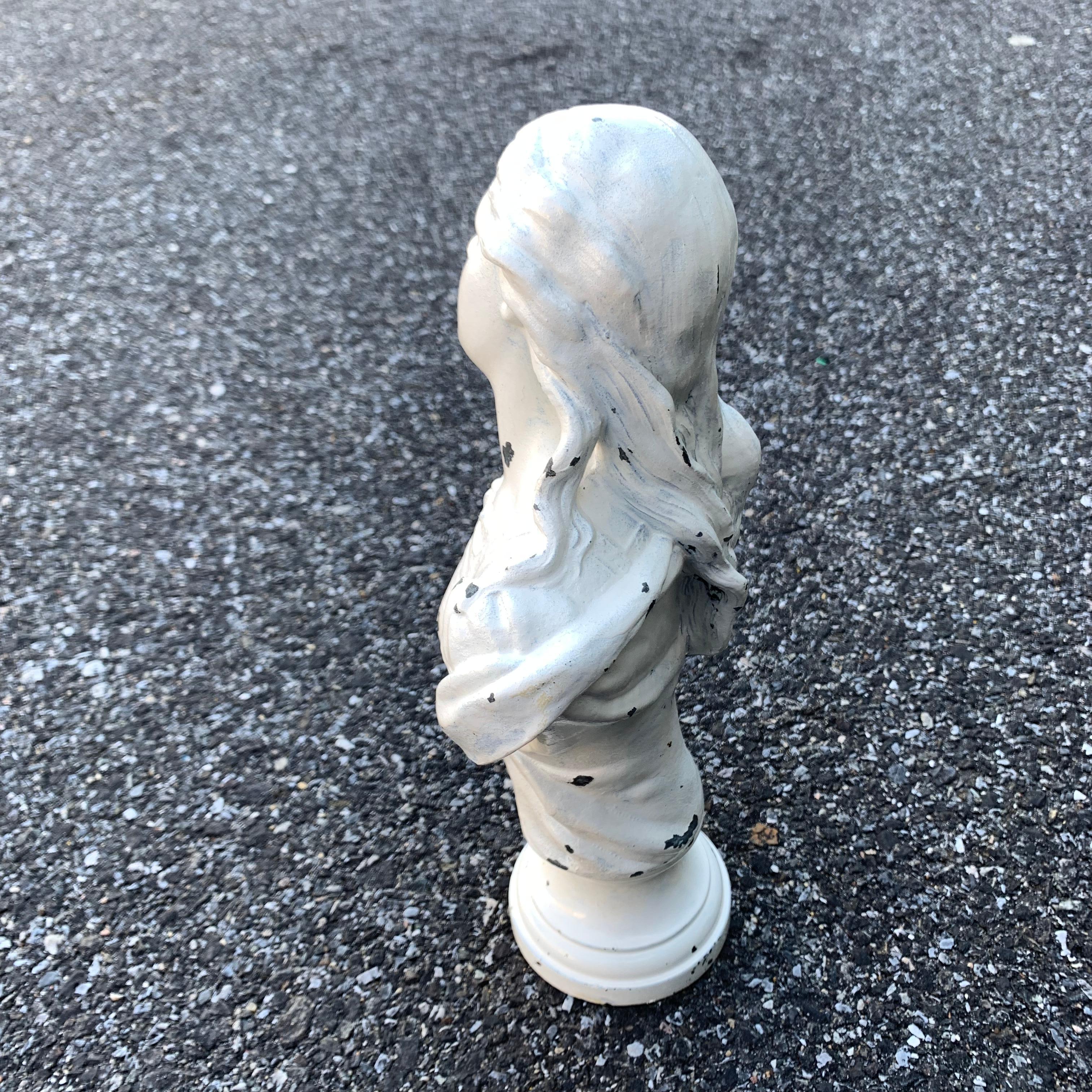 Small Cast Iron White Painted Statue of a Lady 9