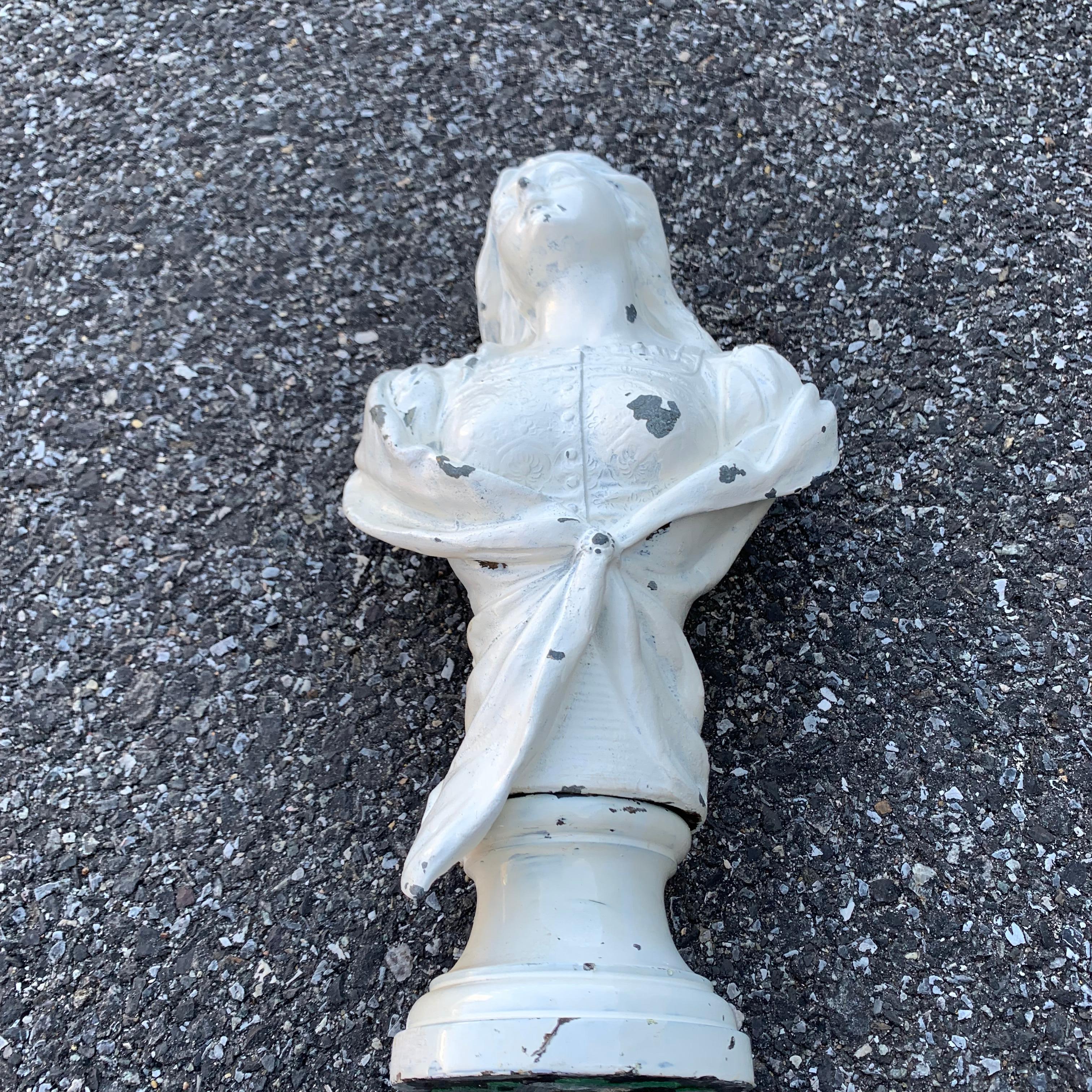 Small Cast Iron White Painted Statue of a Lady 10