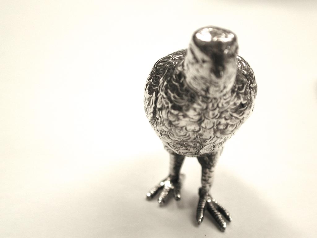 Early 20th Century Small Cast Silver Partridge with Detachable Head, 1903 For Sale