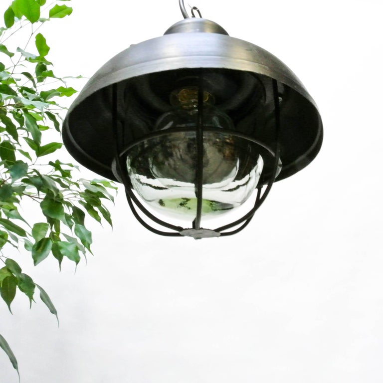 Small Ceiling Lamp Made Of Patinated Steel With Light Shade