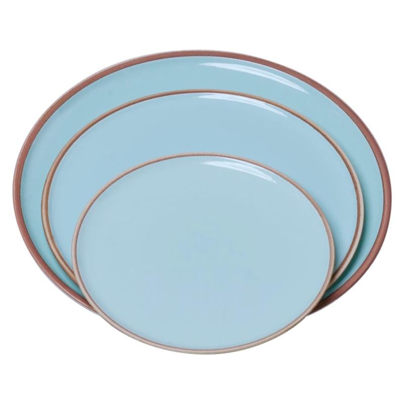 Small Celadon Glazed Porcelain Hermit Plate with Rustic Rim