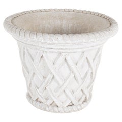 Small Cement Rope Crosshatch Planter