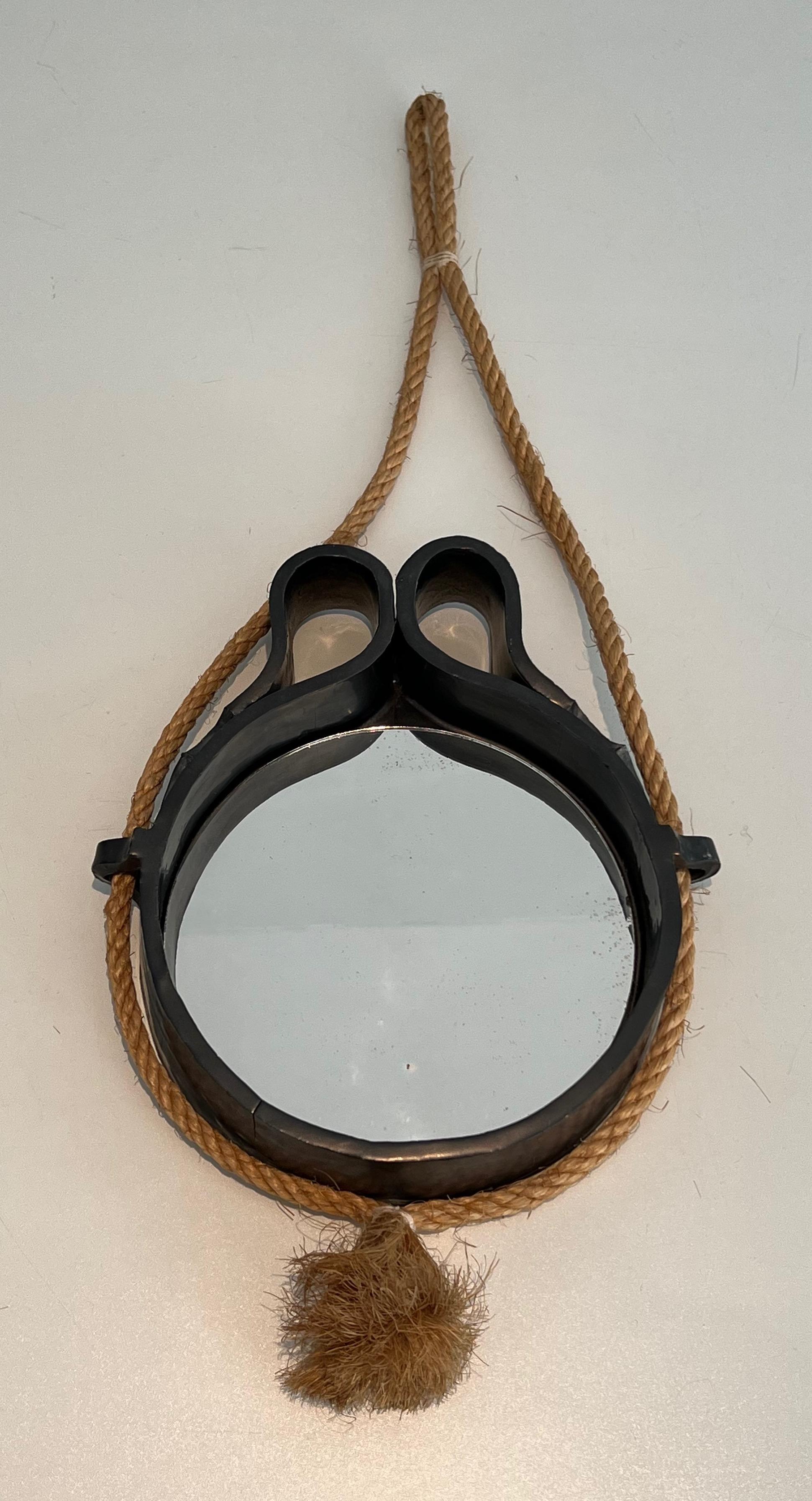 Small Ceramic and Rope Mirror For Sale 7