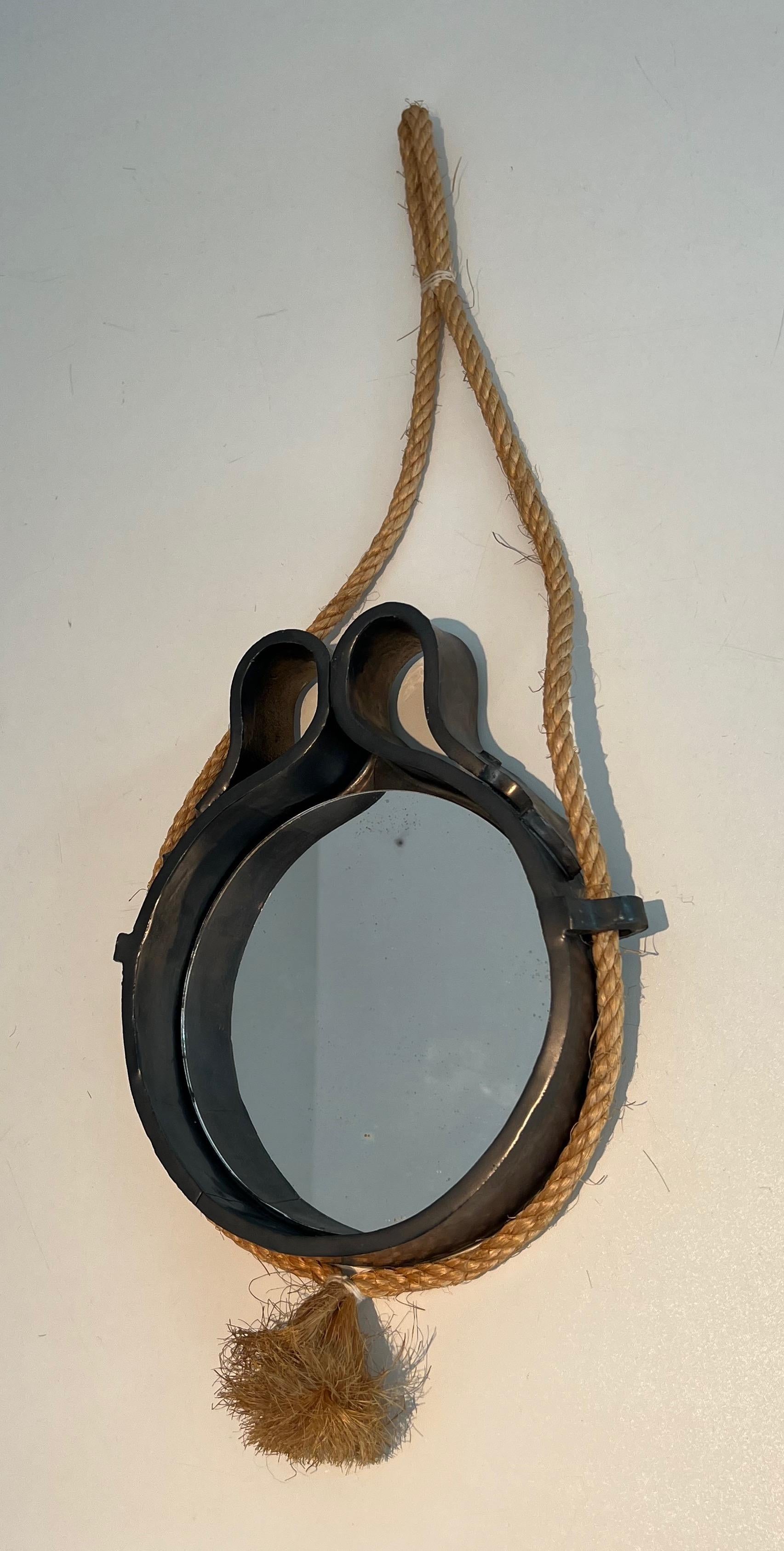Small Ceramic and Rope Mirror For Sale 8