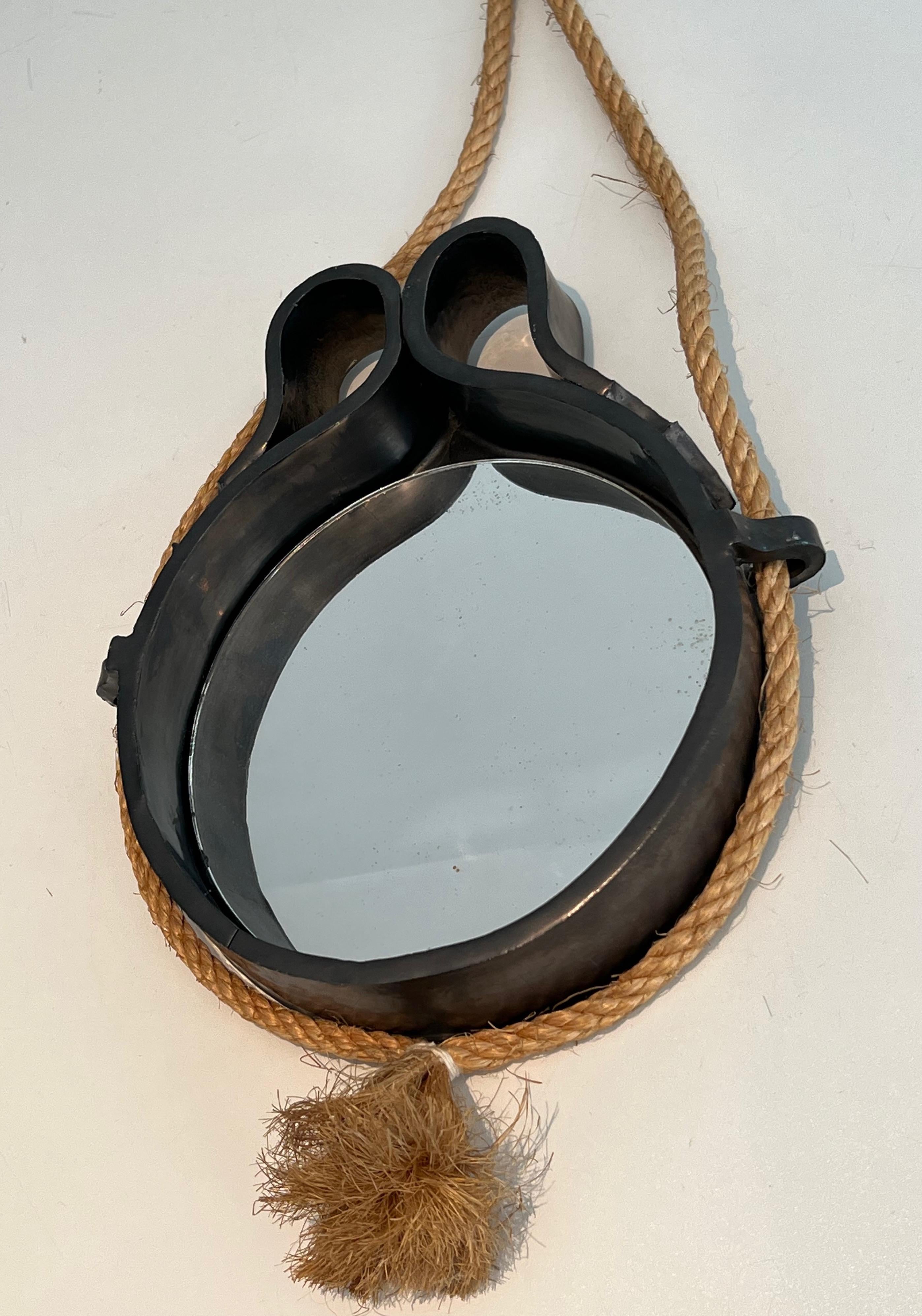 Small Ceramic and Rope Mirror For Sale 11