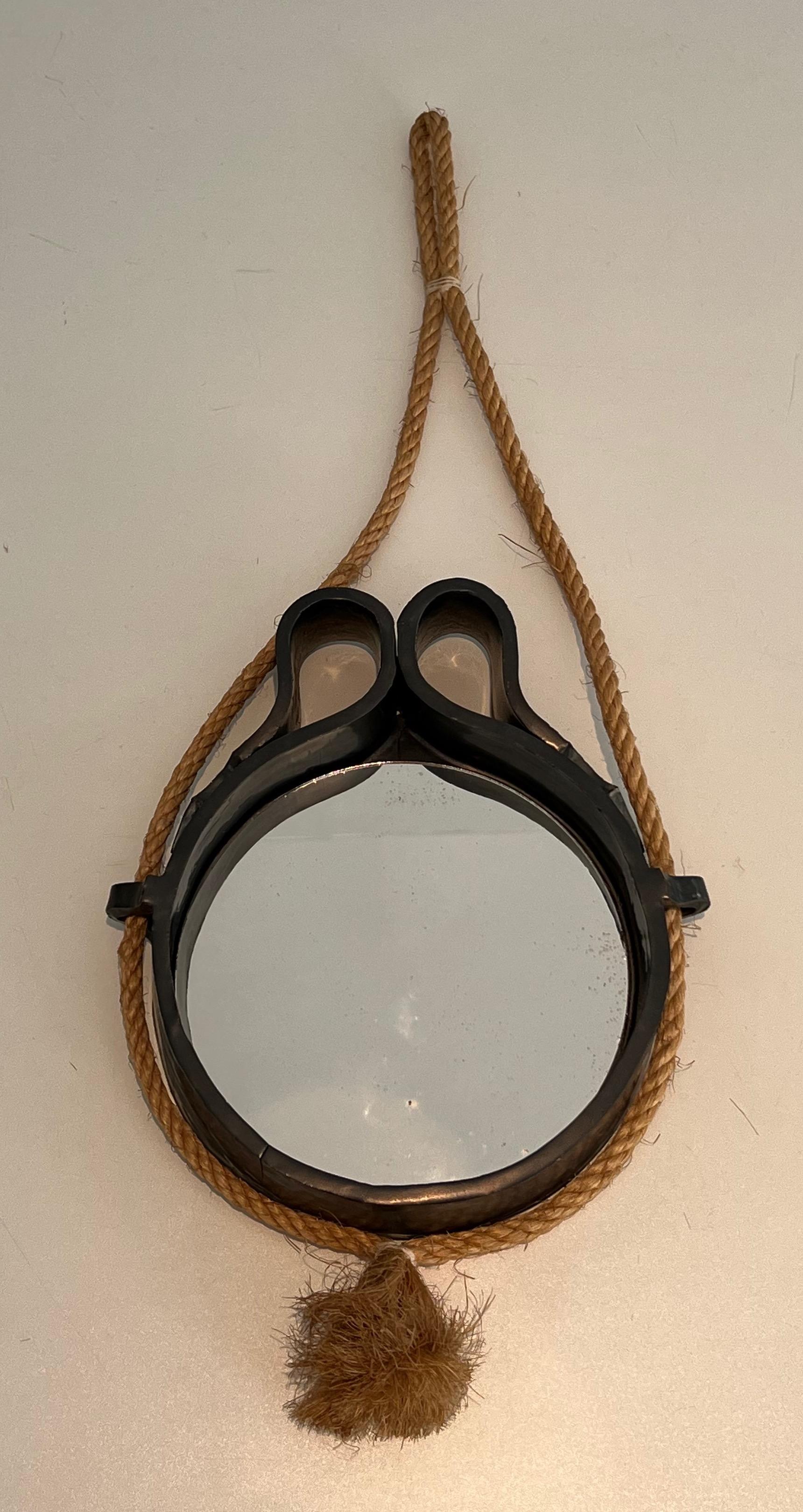 Small Ceramic and Rope Mirror For Sale 14
