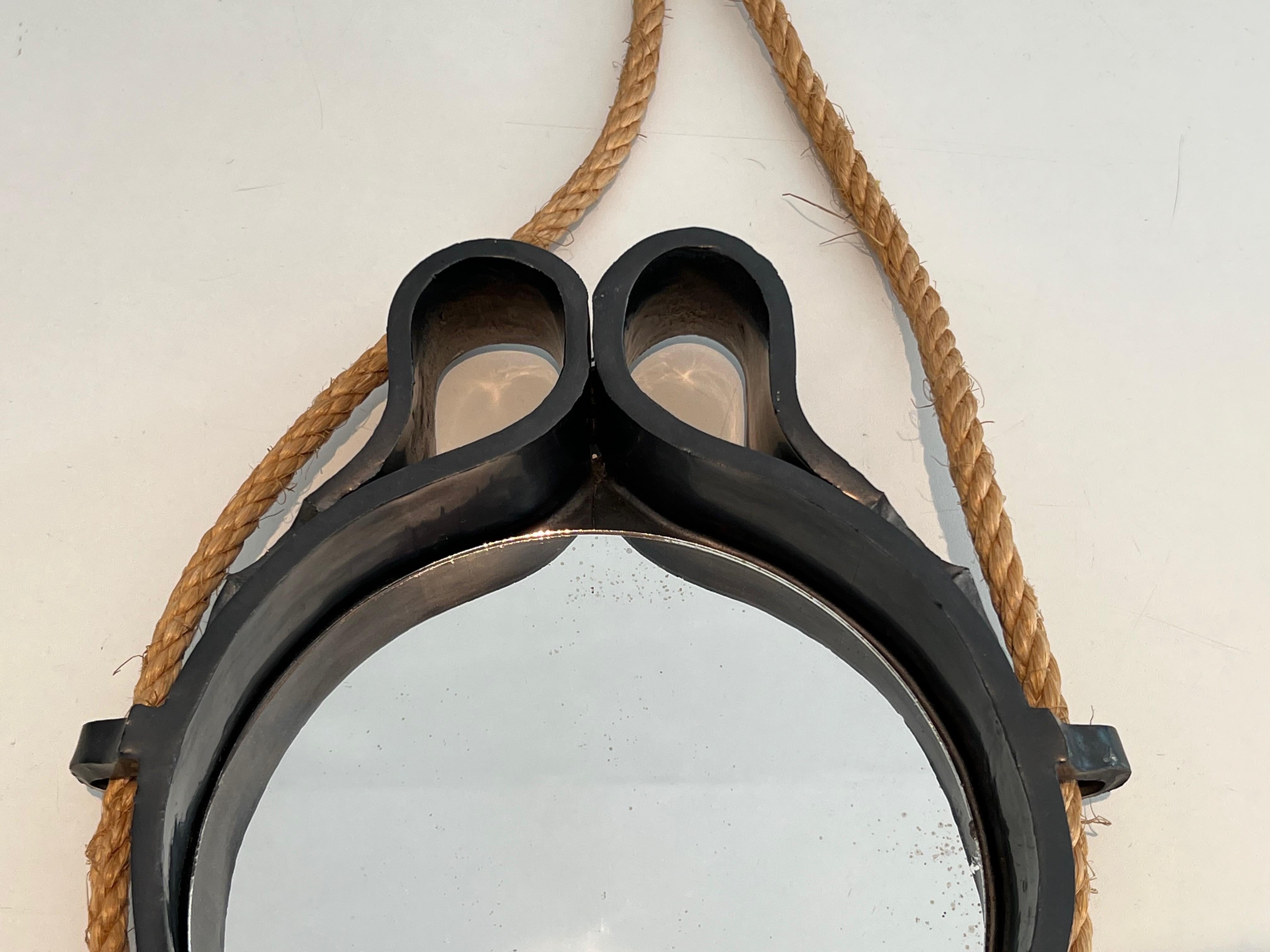 Small Ceramic and Rope Mirror For Sale 1