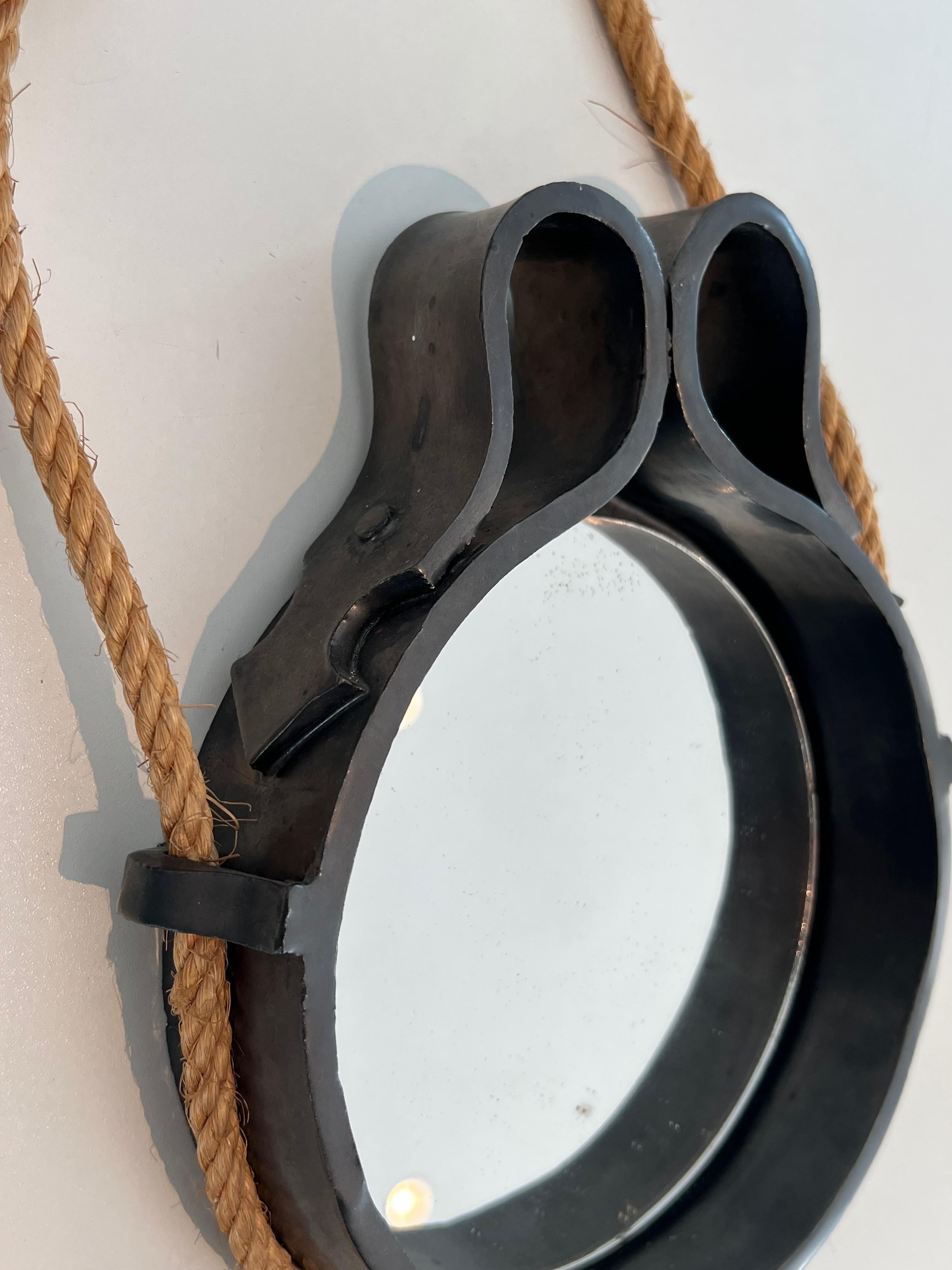 Small Ceramic and Rope Mirror For Sale 3