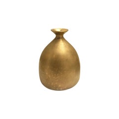 Small Ceramic Bottle Vase with Burnished Gold Lustre Glaze by Sandi Fellman
