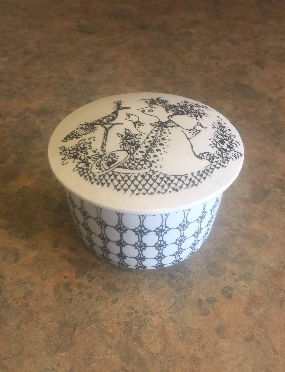Mid-Century Modern Small Ceramic Lidded Box / Dresser Jar by Bjorn Wiinblad for Nymolle of Denmark