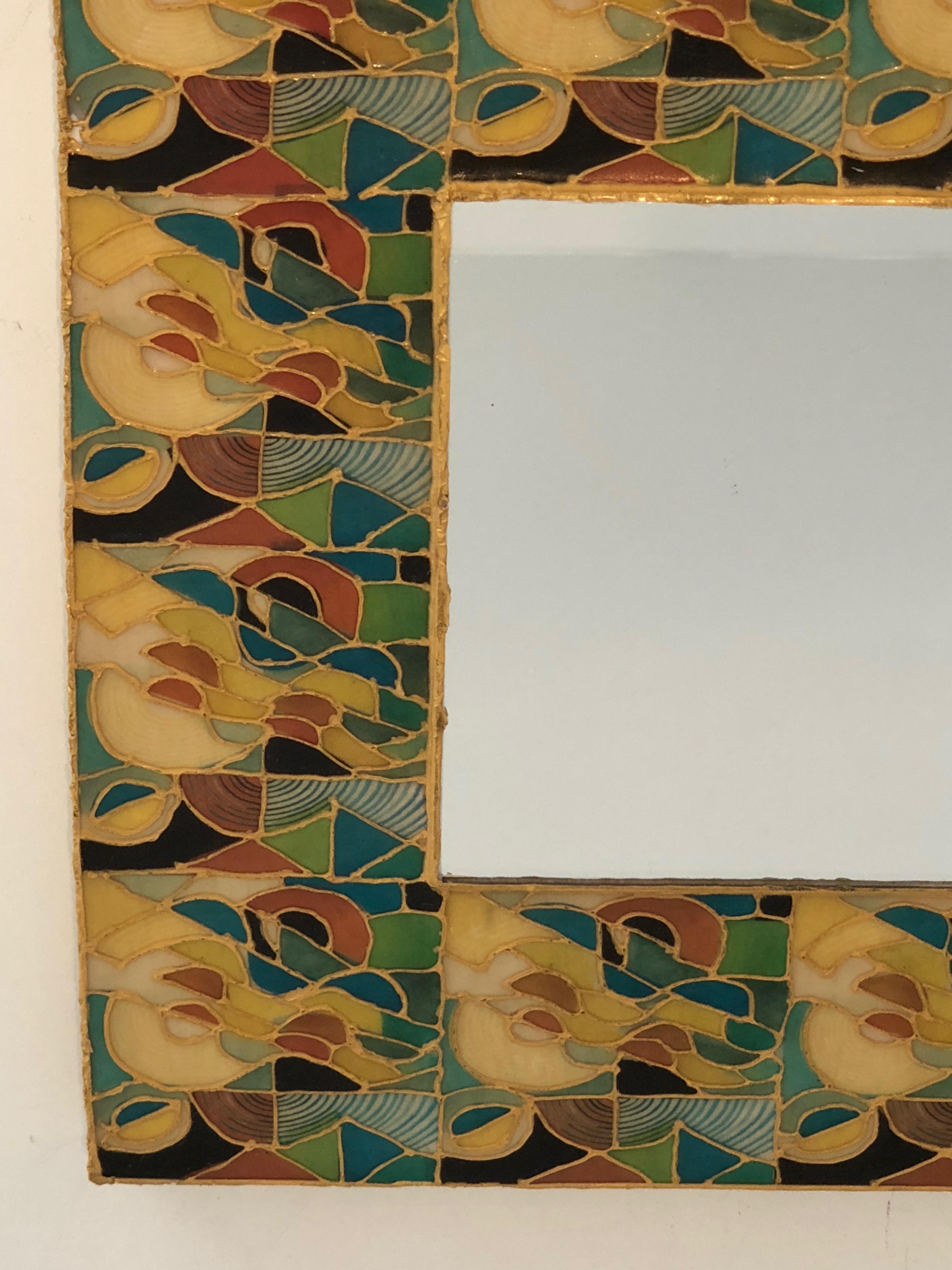 Petit miroir en céramique en vente 3