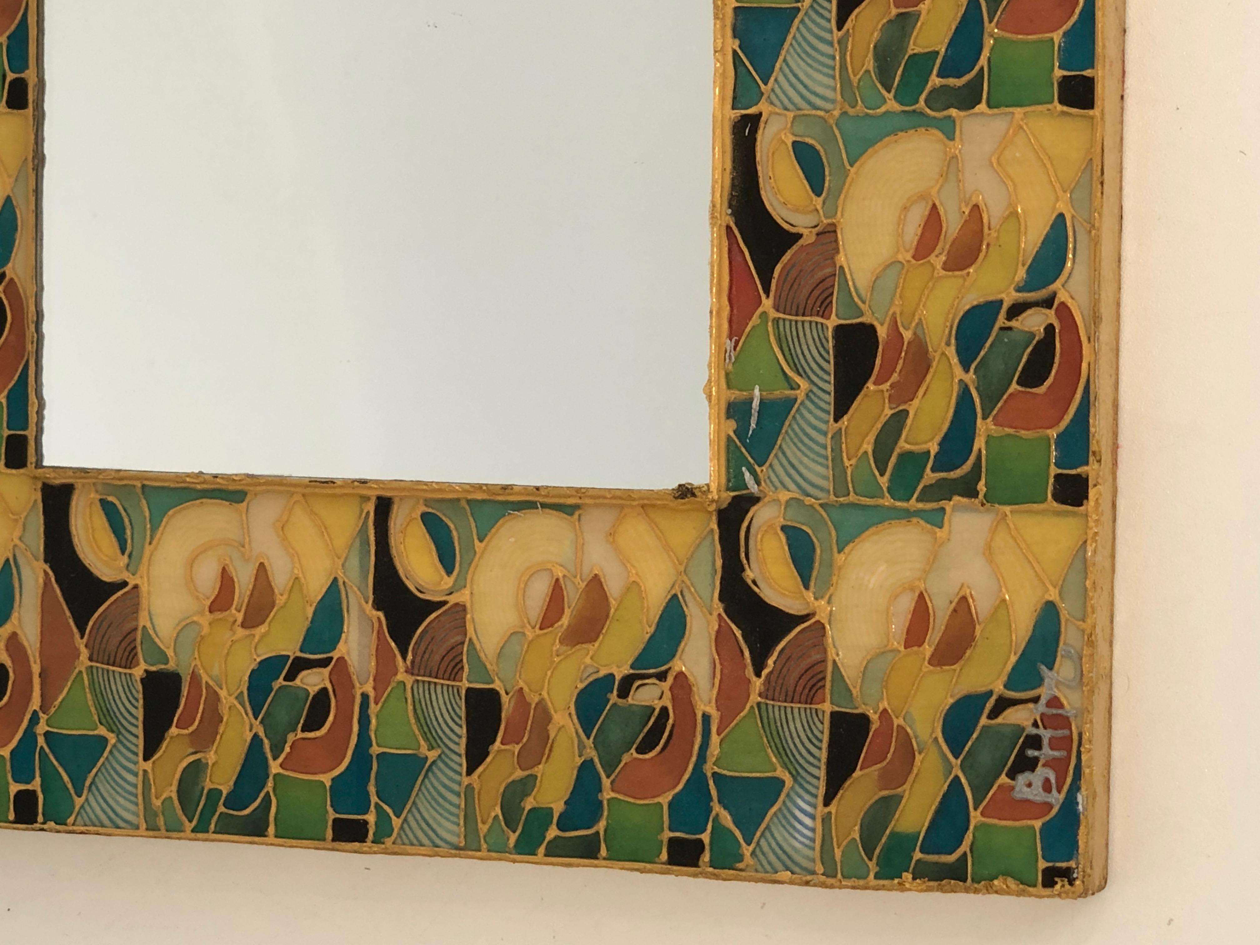 Petit miroir en céramique en vente 1