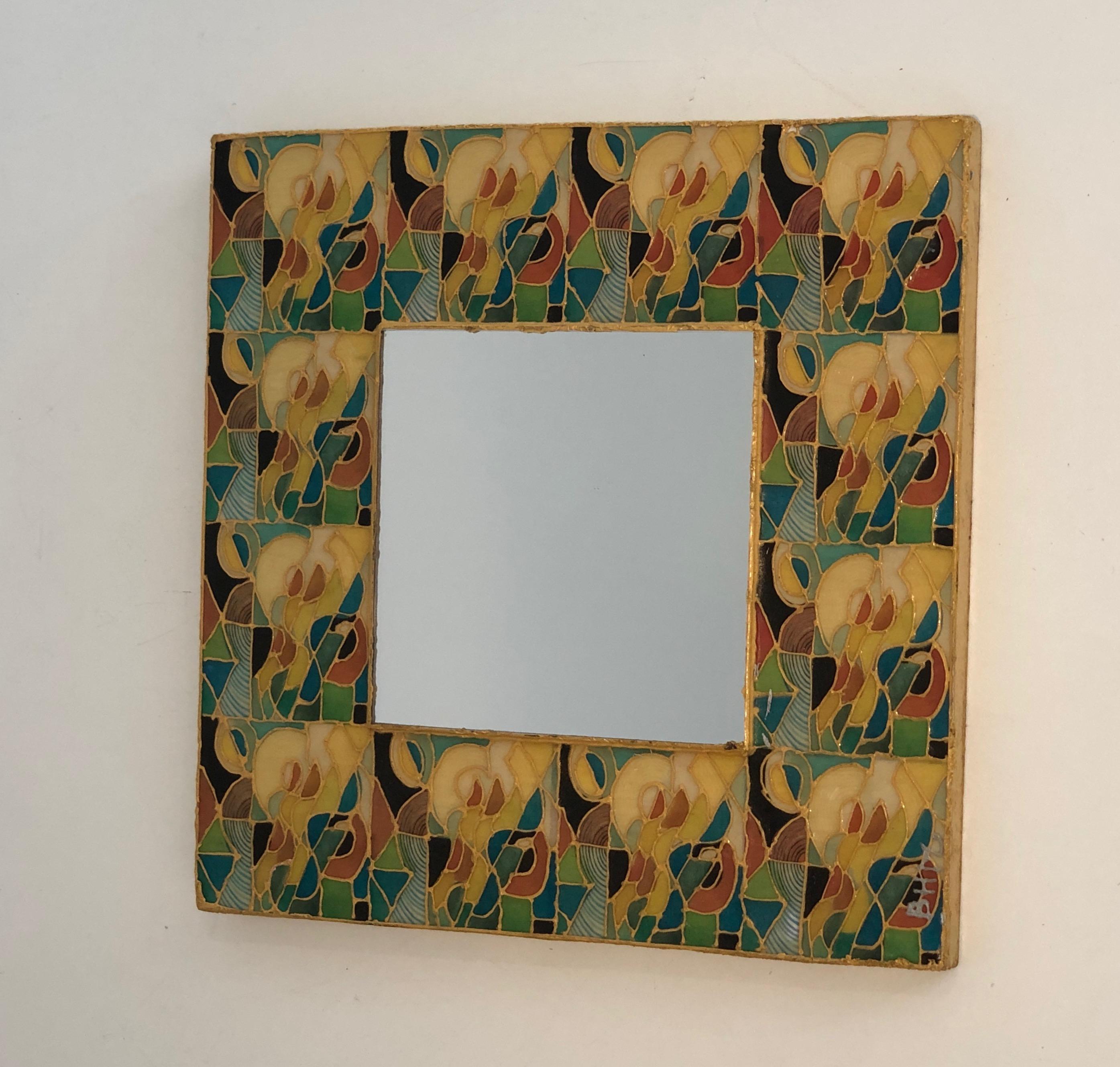Petit miroir en céramique en vente 2