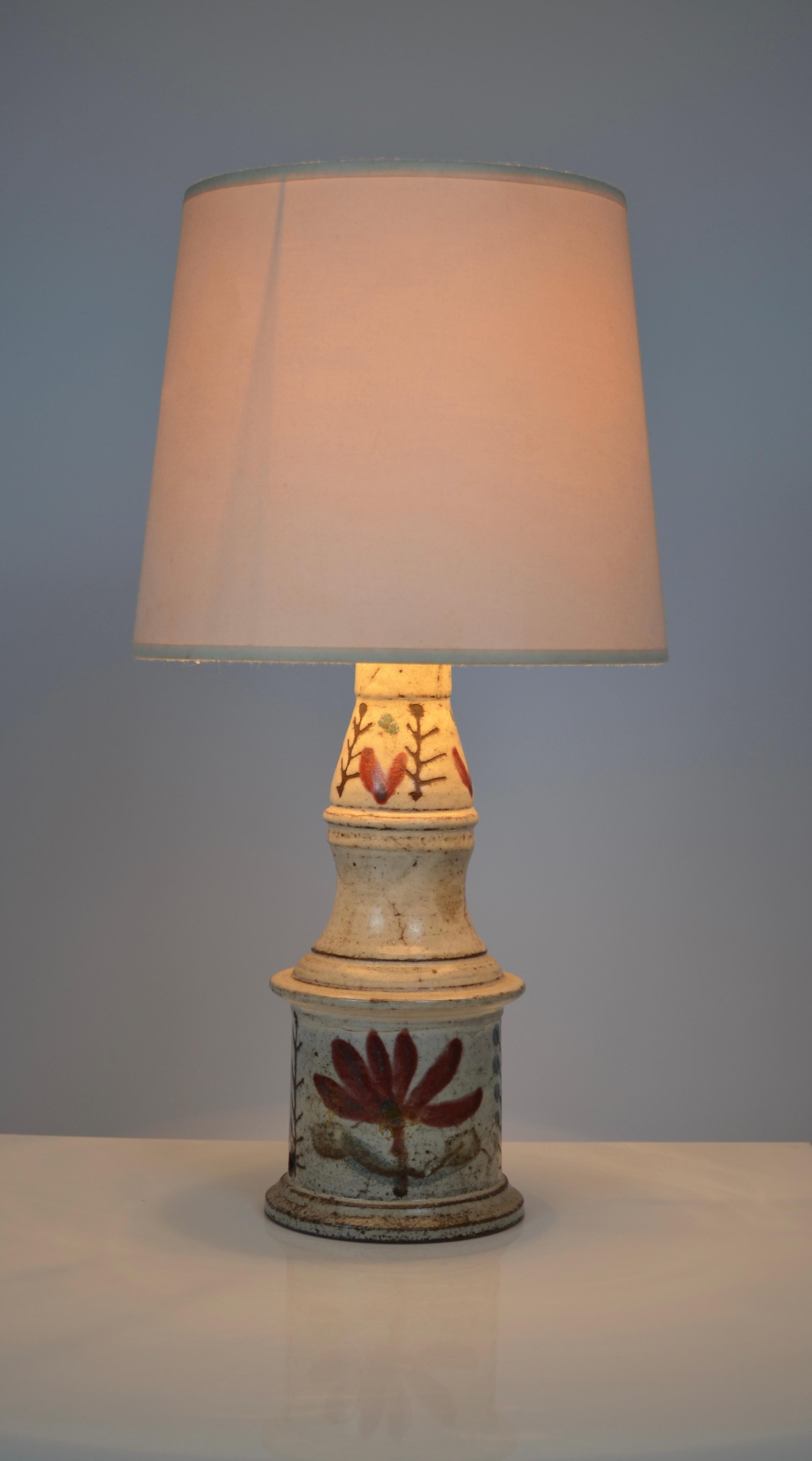 Keramik-Tischlampe, Gustave Reynaud von atelier Le Mûrier, Frankreich, 1950er Jahre (Mitte des 20. Jahrhunderts) im Angebot