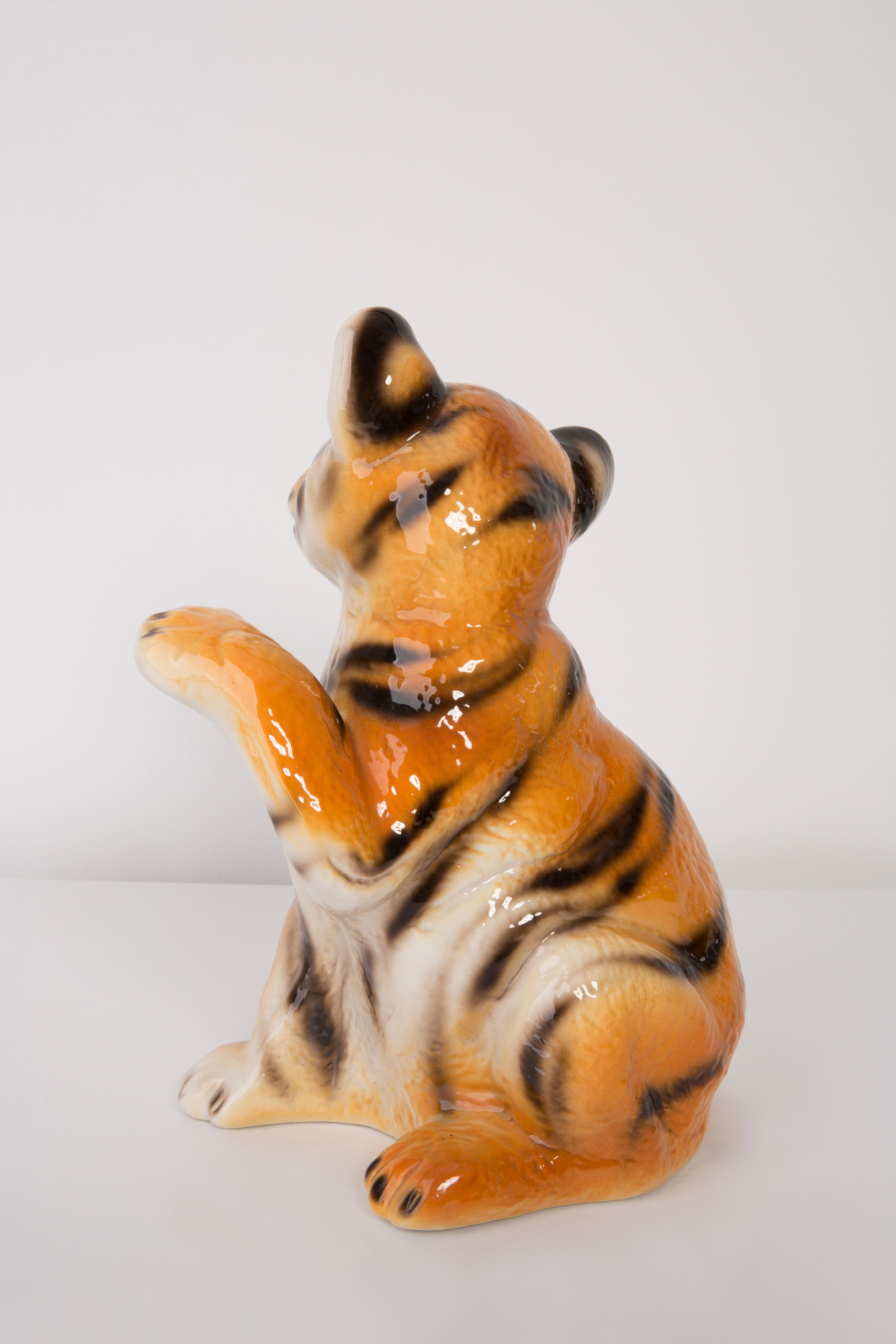 Italian Small Ceramic Tiger Decorative Sculpture, Italy, 1960s