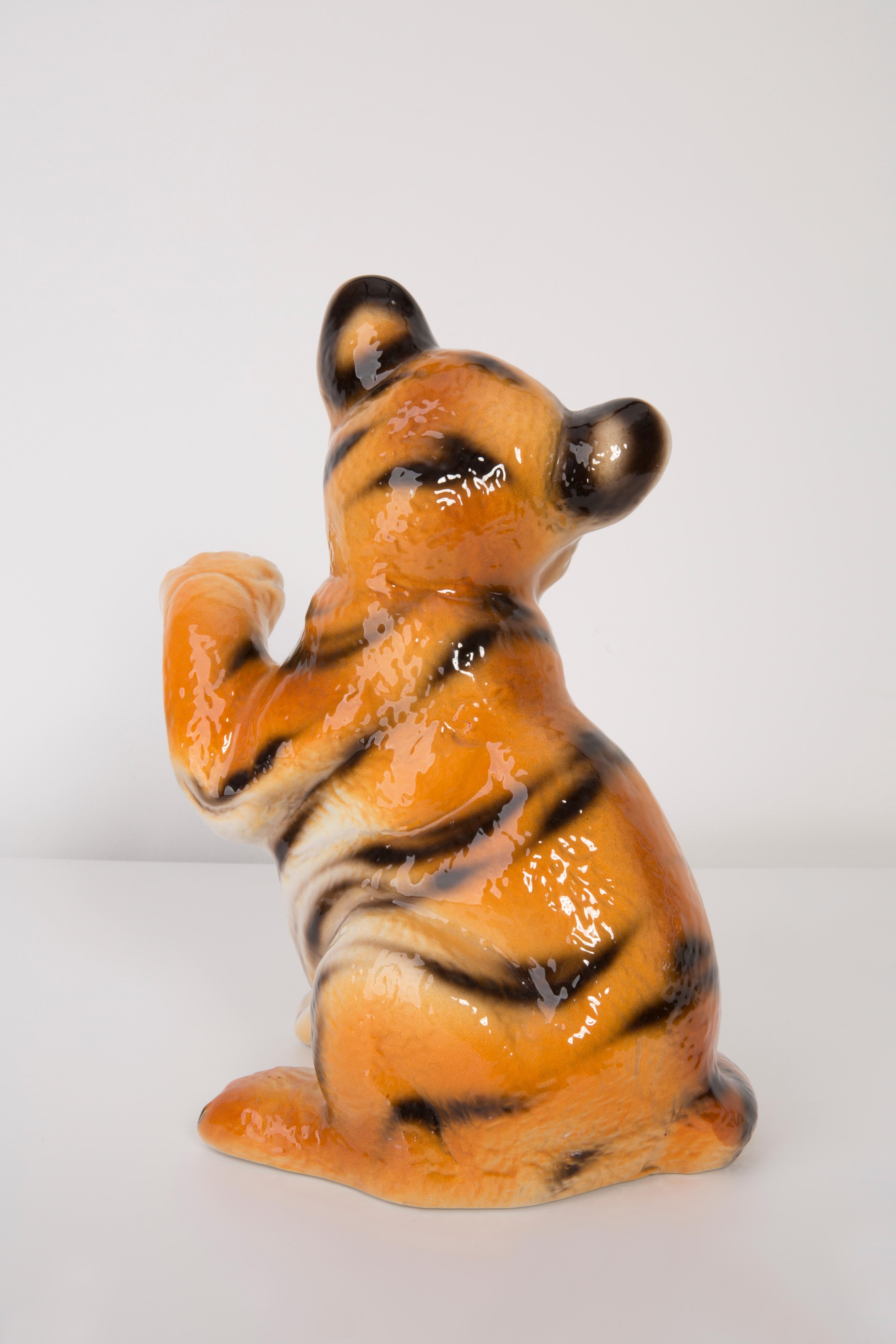 Small Ceramic Tiger Decorative Sculpture, Italy, 1960s In Good Condition In 05-080 Hornowek, PL