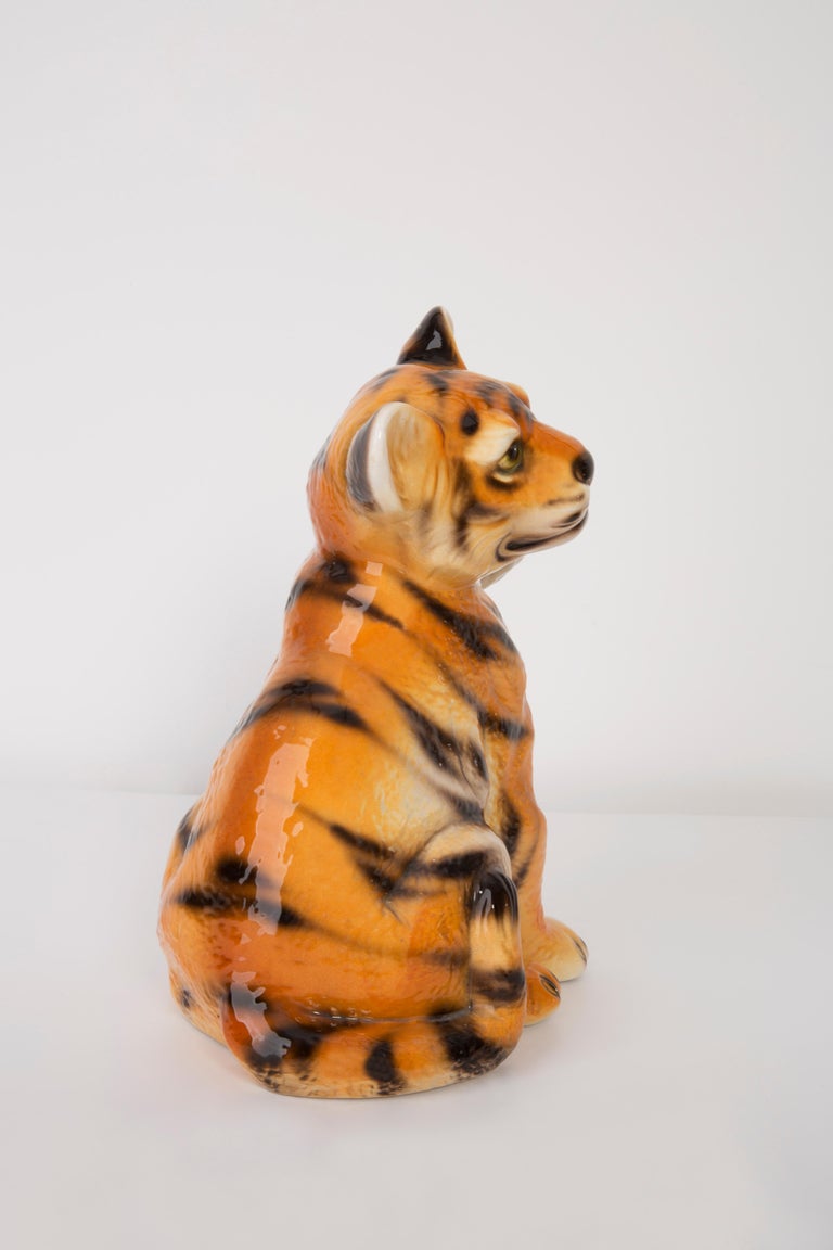 20th Century Small Ceramic Tiger Decorative Sculpture, Italy, 1960s