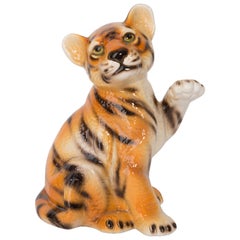 Small Ceramic Tiger Decorative Sculpture, Italy, 1960s