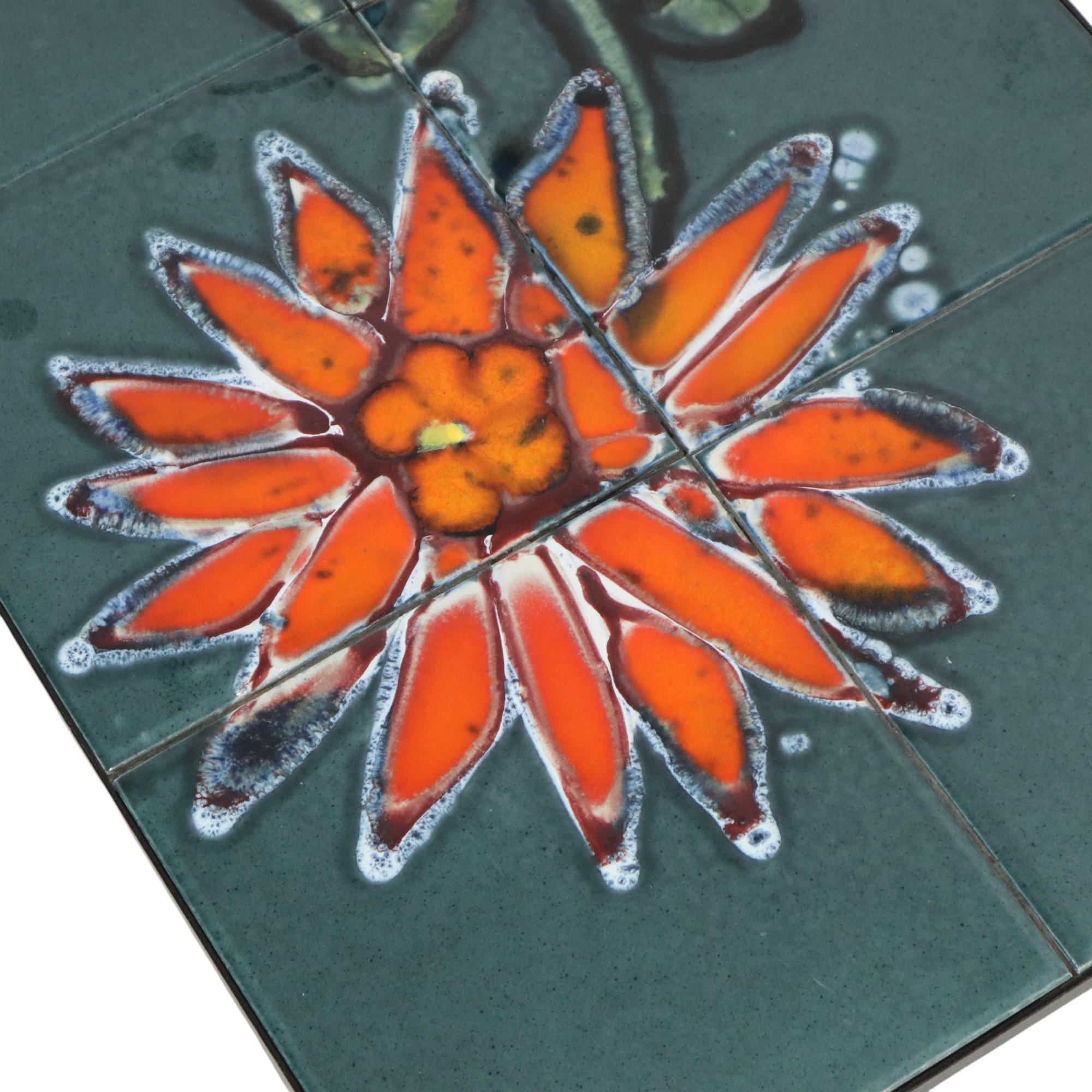 Petite table en céramique chromée Adri Belarti Orange Flower 47 cm en vente 1