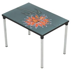 Kleiner Keramikfliesentisch Chrom Adri Belarti Orange Blume 47cm