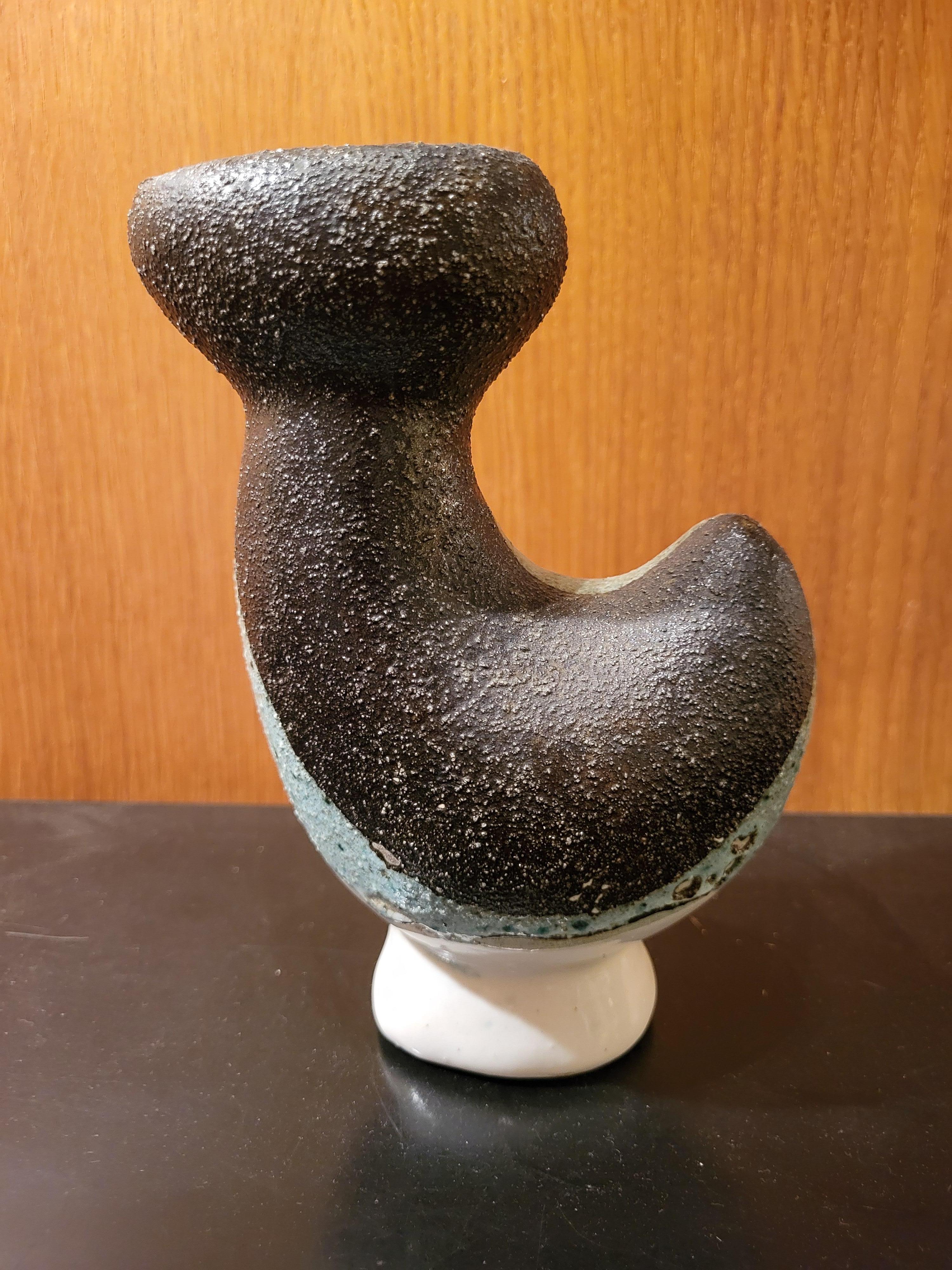 Modern Small ceramic vase by Gilbert Valentin, les Archanges, France, 1960's