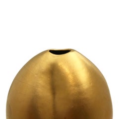 Small Ceramic Vase with Dent in 22K Matte Crackle Gold Glaze by Sandi Fellman