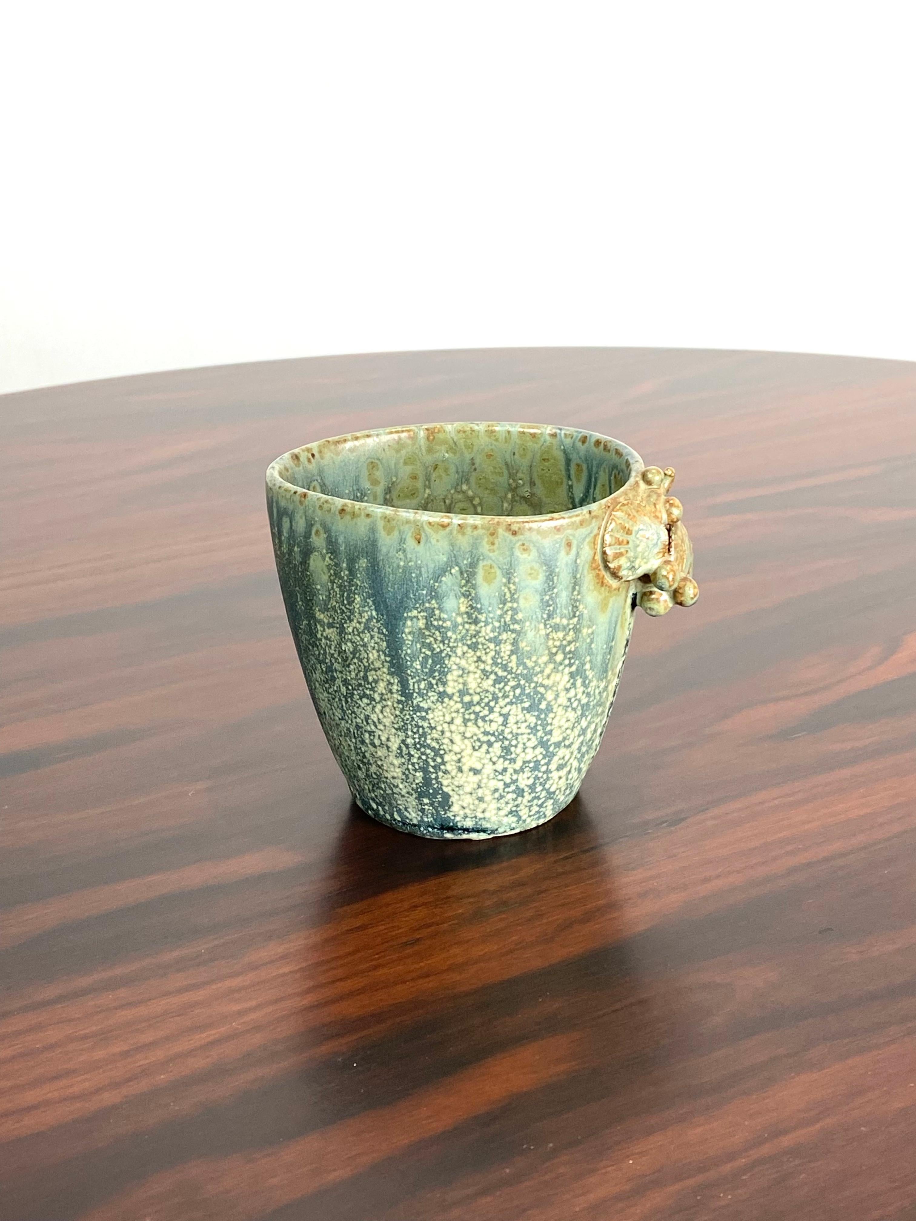 Small Ceramic Vase with Turquoise Glaze by Arne Bang 2