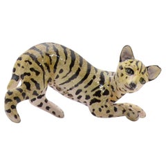 Small ceramic Wildcat Sculpture, hand made in South Africa
