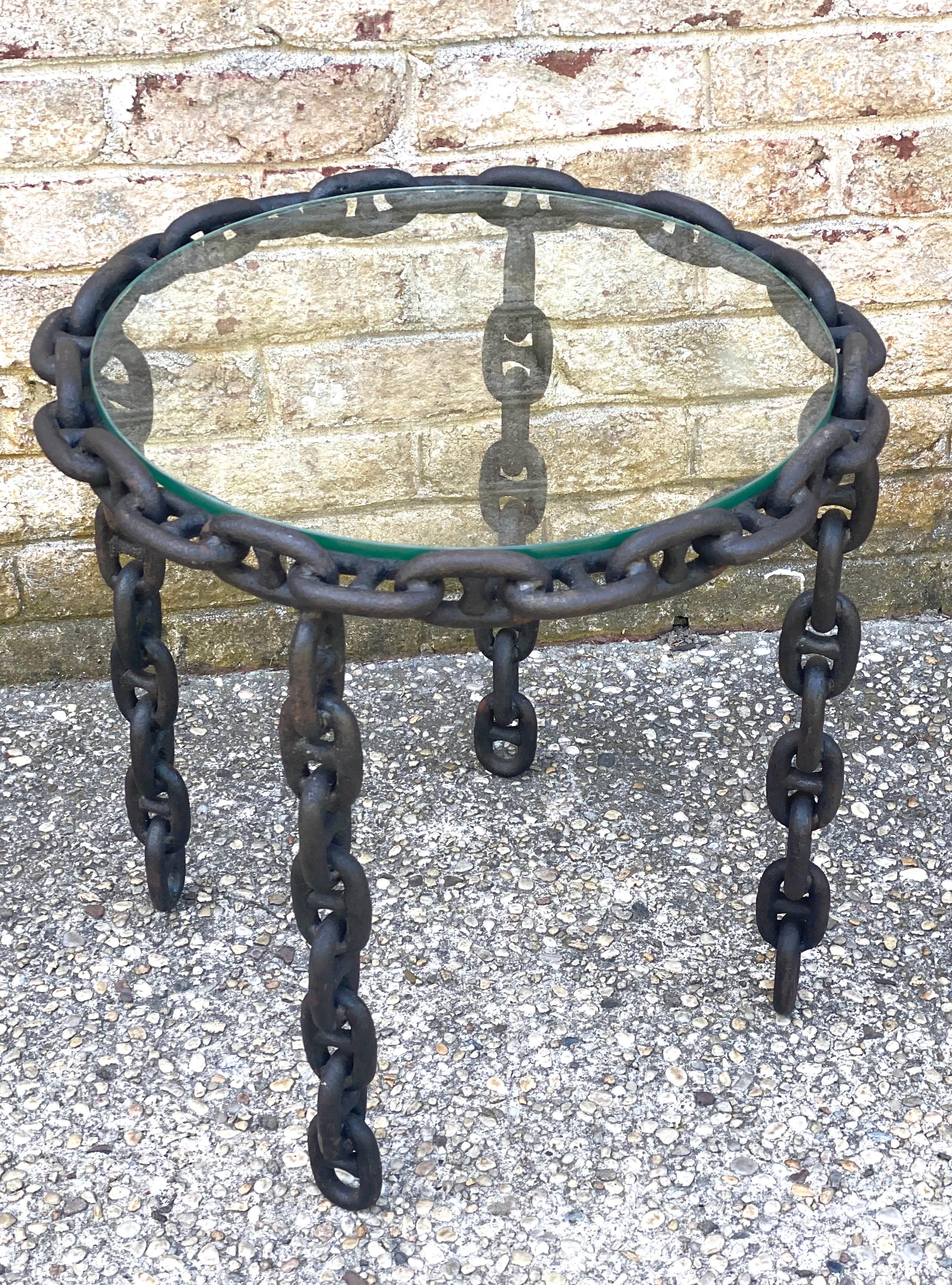 Small Chain and Glass Side Table For Sale 1