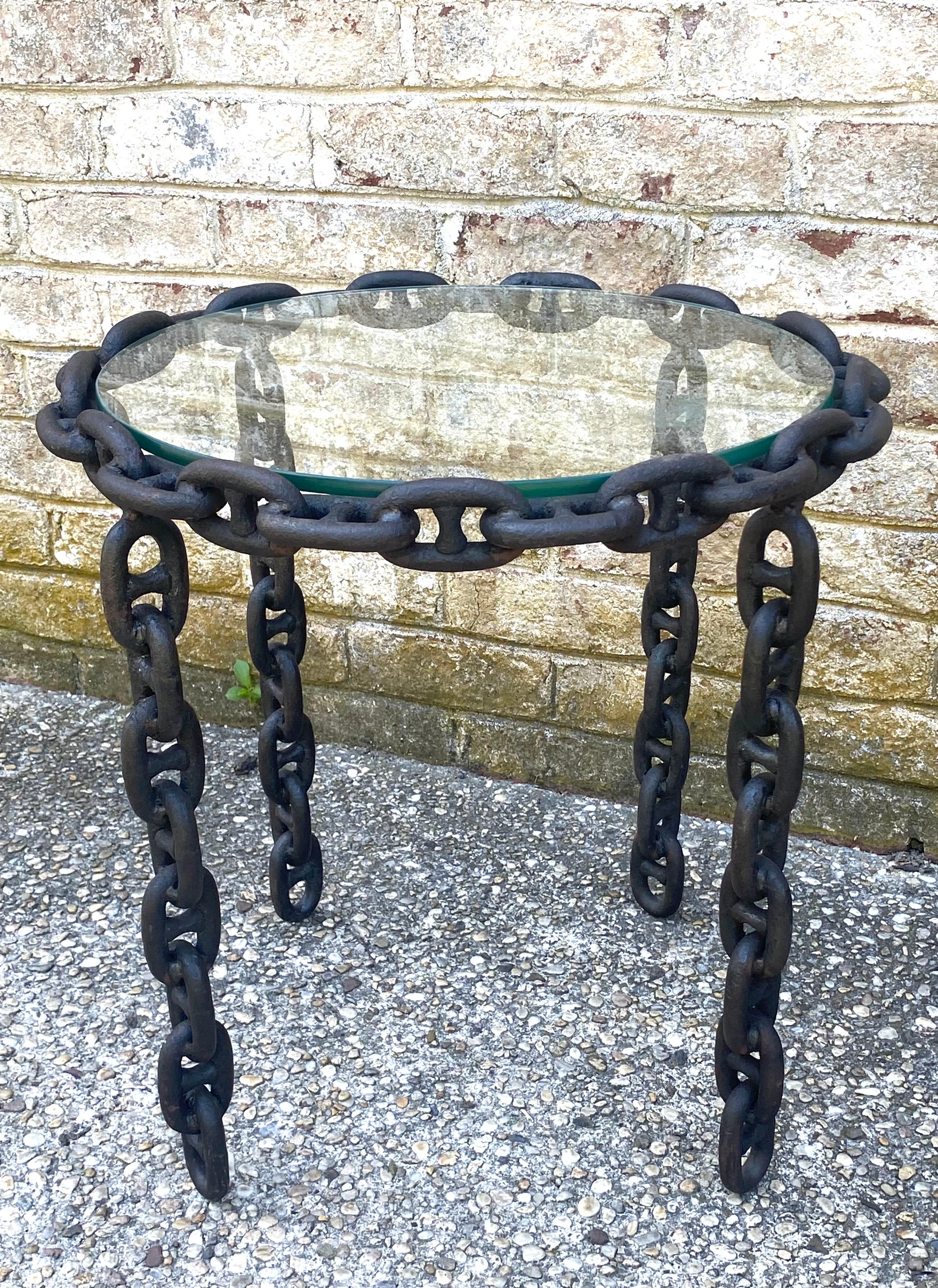 Small Chain and Glass Side Table For Sale 3