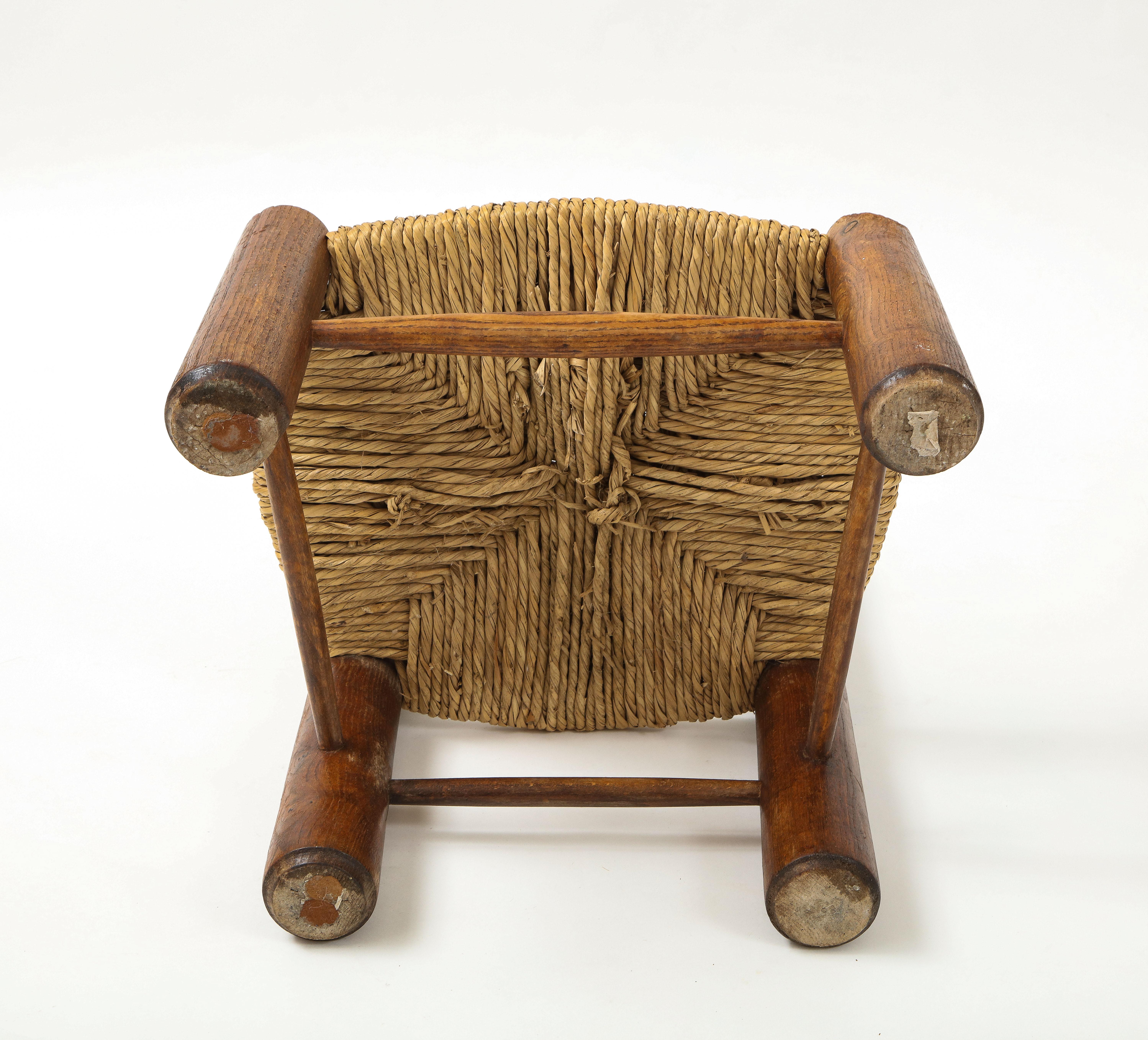 Small Chair, Rush Seat and Ball Finials, Attributed to Charles Dudouyt, France 5