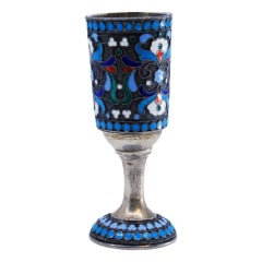 Small chalice in cloisonné enameled silver in the Russian style