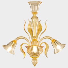 Araña pequeña 3 brazos lisos Acacia Murano Glass downward lights by Multiforme