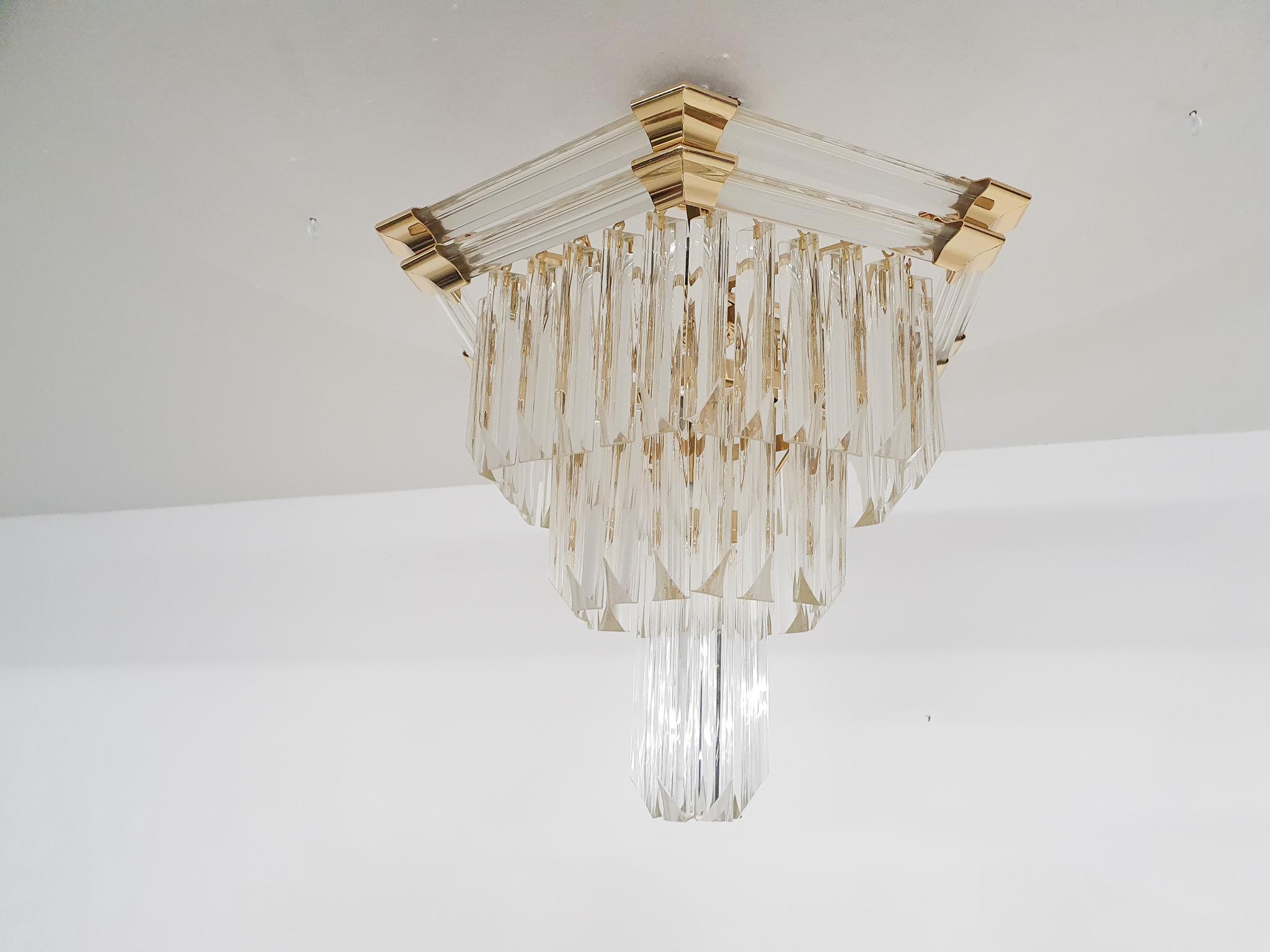 Hollywood Regency Small Chandelier Attrb to Bakalowits and Sohne, Austria, 1980's For Sale