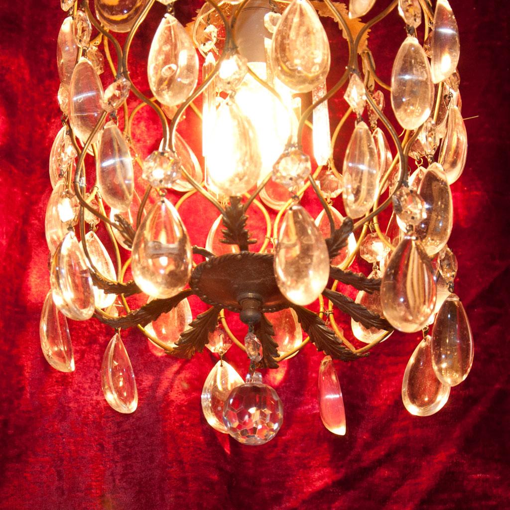 Mid-Century Modern Small Crystal Chandelier of the 1960s