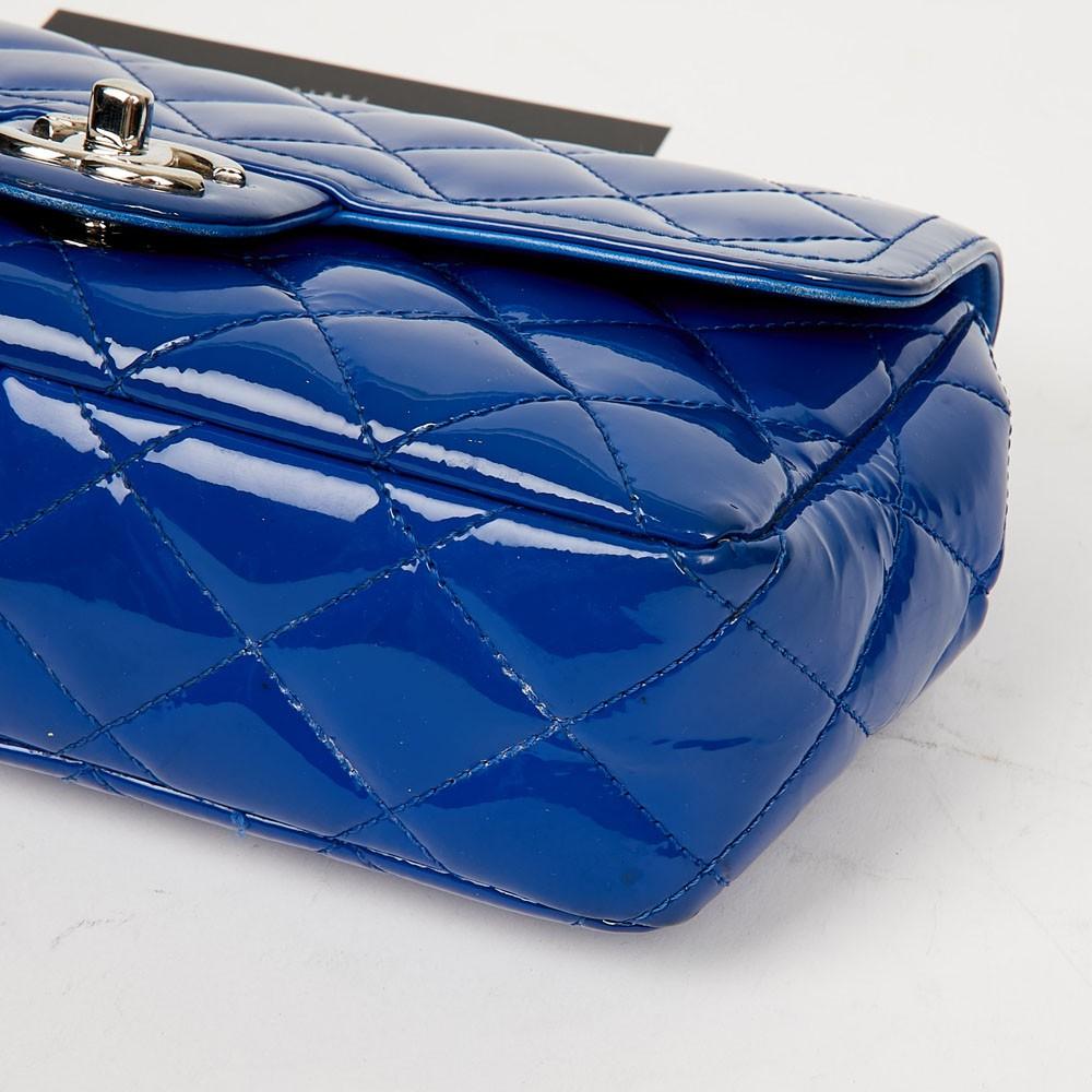 Women's Small CHANEL Flap Bag in Electric Blue Quilted Patent Leather