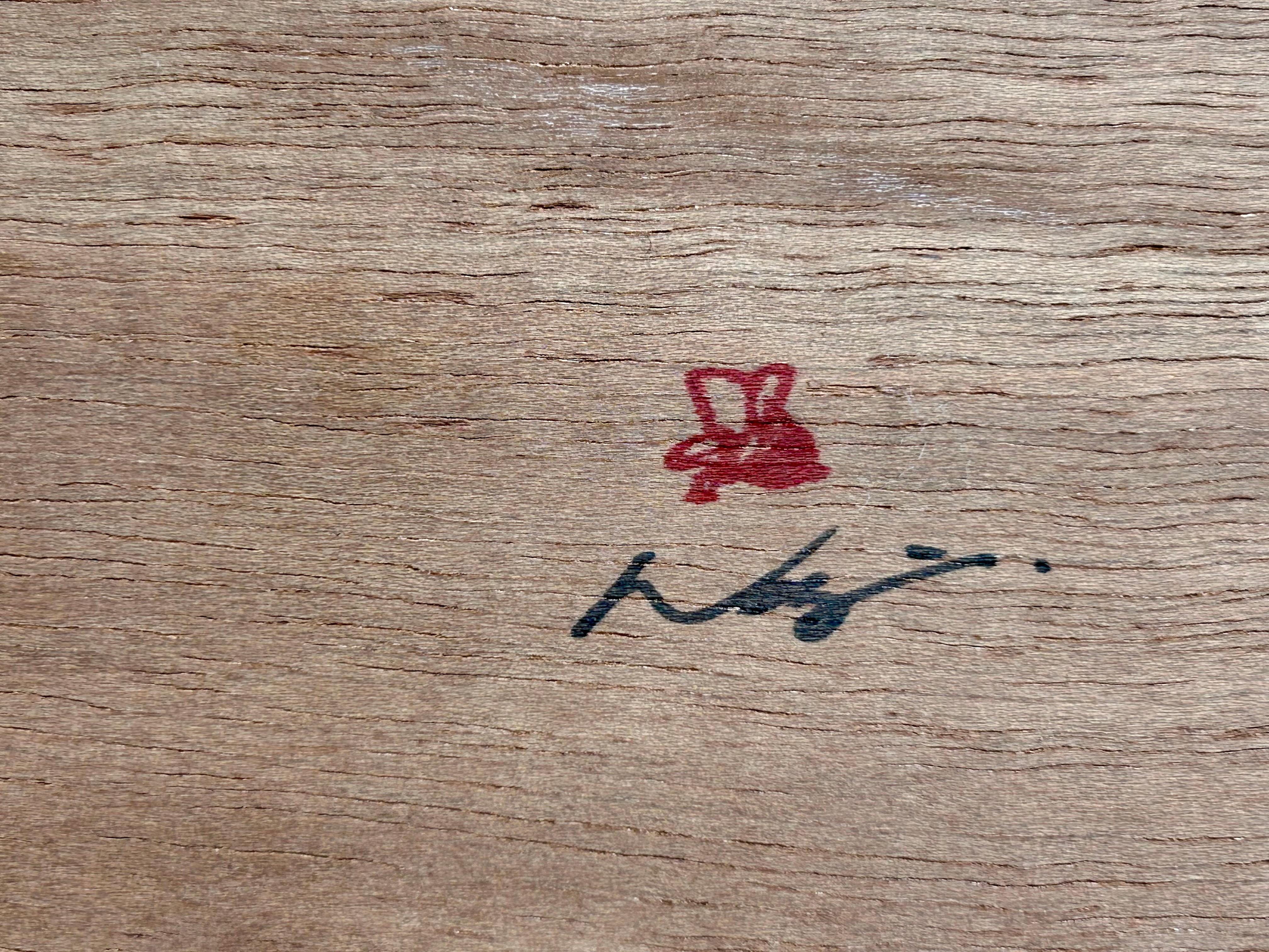 Kleine Holzkohlezeichnung von Wellen (Handbemalt) im Angebot