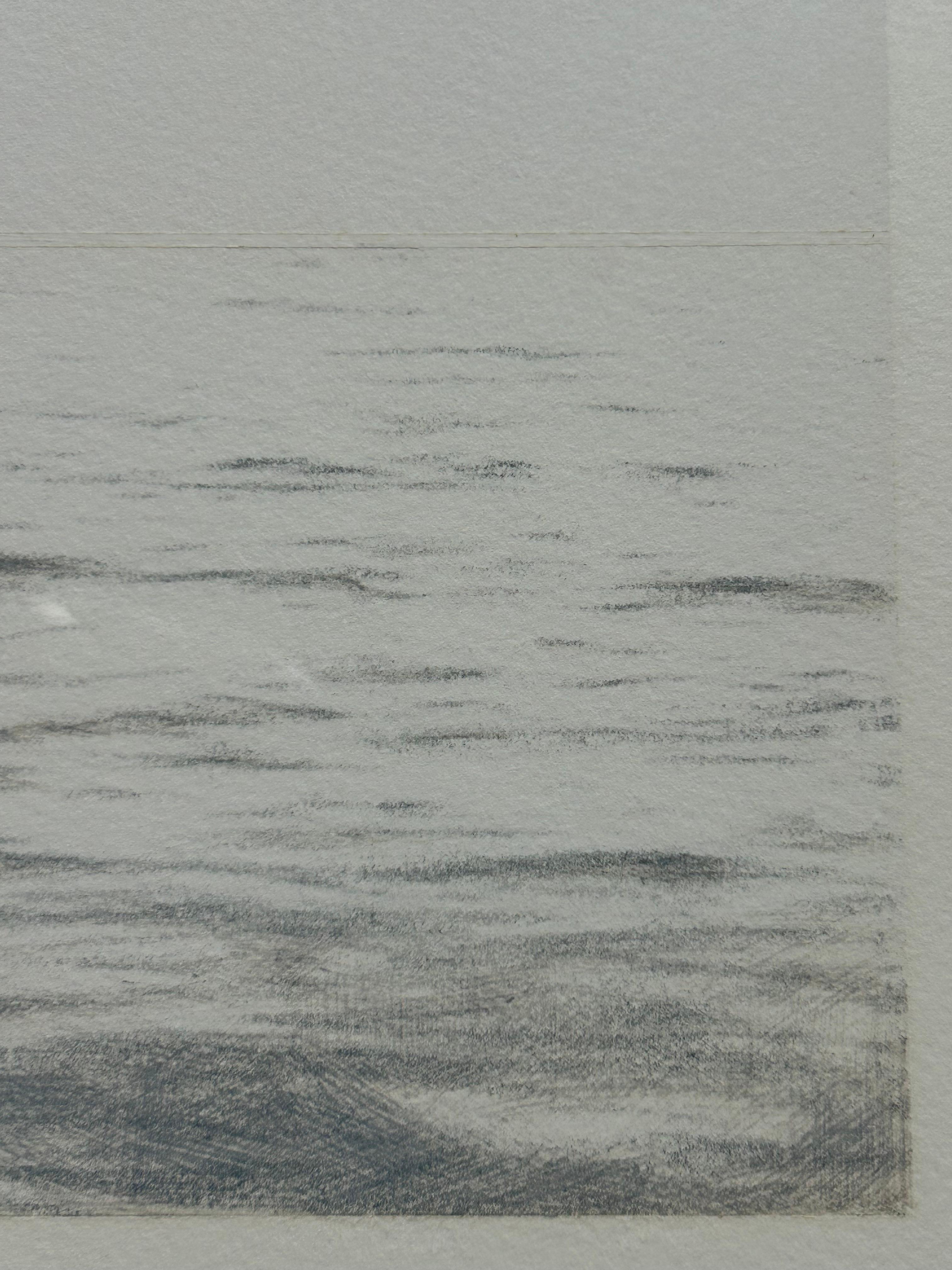 Kleine Holzkohlezeichnung von Wellen im Angebot 2