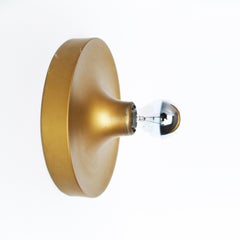 Small Charlotte Perriand Flush Sconce Matte Gold Disc Wall Light, Germany, 1960s