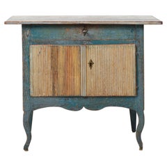 Small Charming Genuine Swedish Blue Gustavian Rococo Sideboard