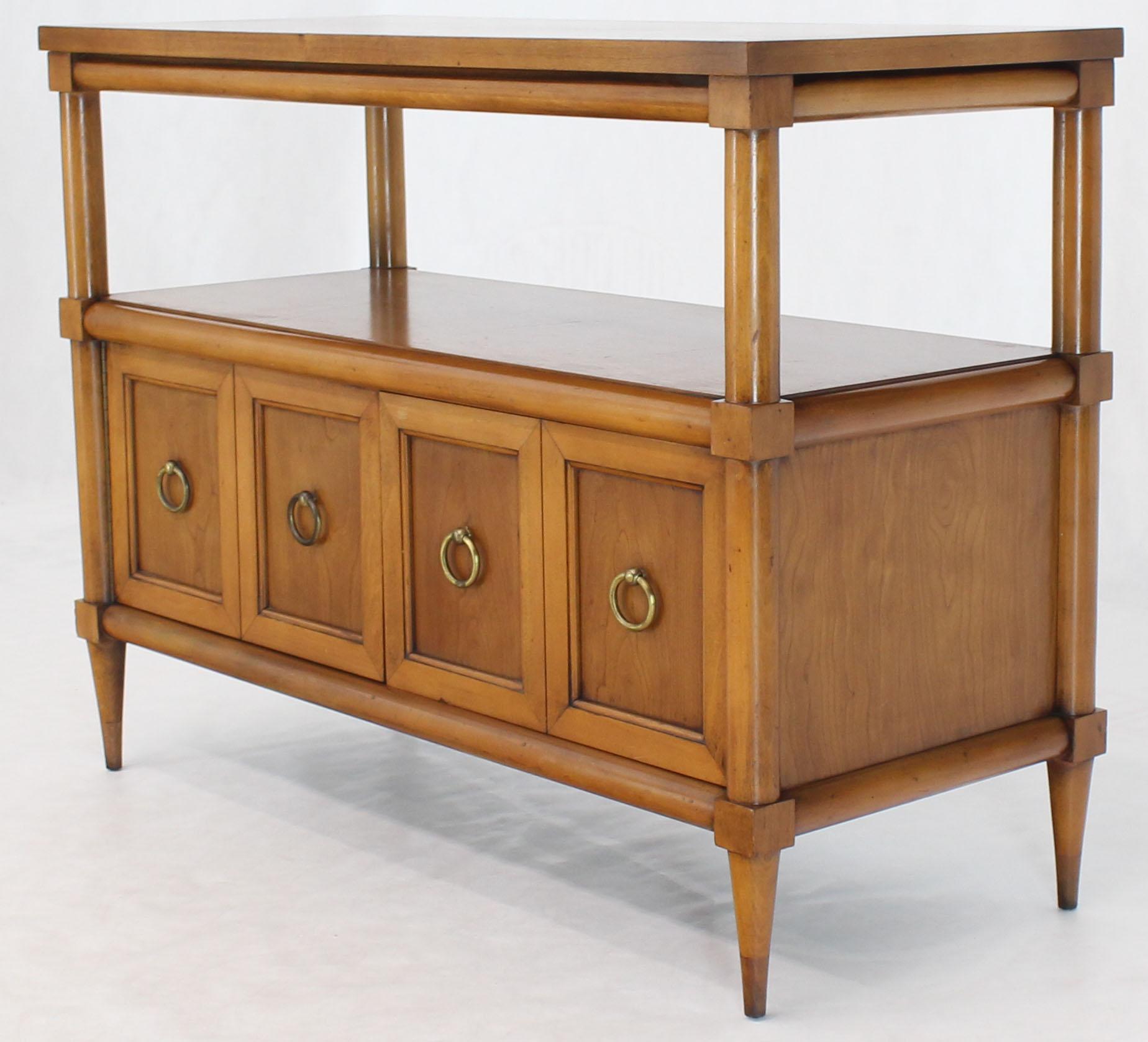 American Small Cherry Two Tier Sideboard or Console Hall Table with Round Brass Pulls