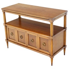 Small Cherry Two Tier Sideboard or Console Hall Table with Round Brass Pulls
