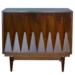 Small Chest of Drawers in Walnut with Brass Details, Italy, 1950s
