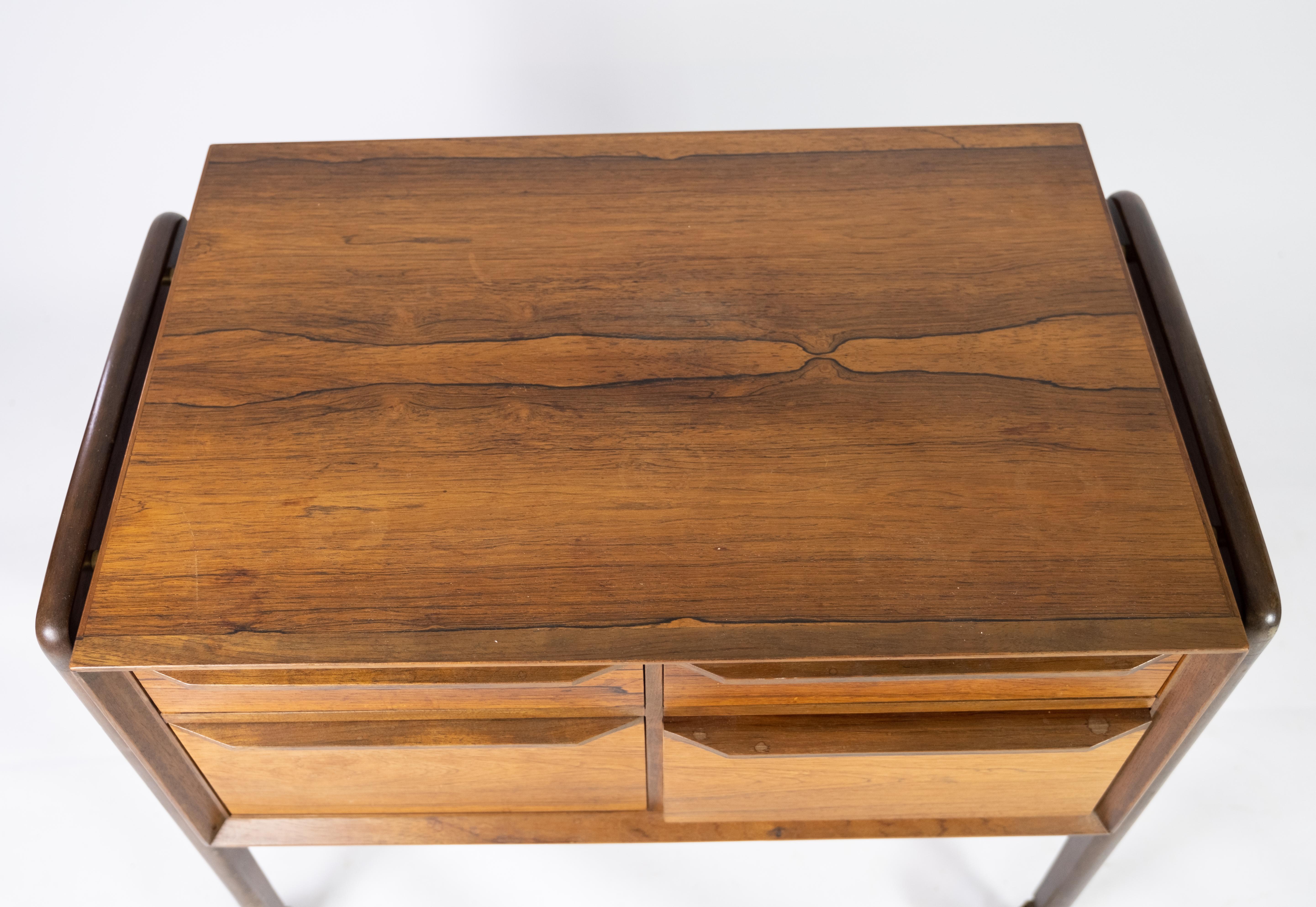 Scandinavian Modern Small Chest of Drawers on Wheels in Rosewood of Danish Design from the 1960s For Sale