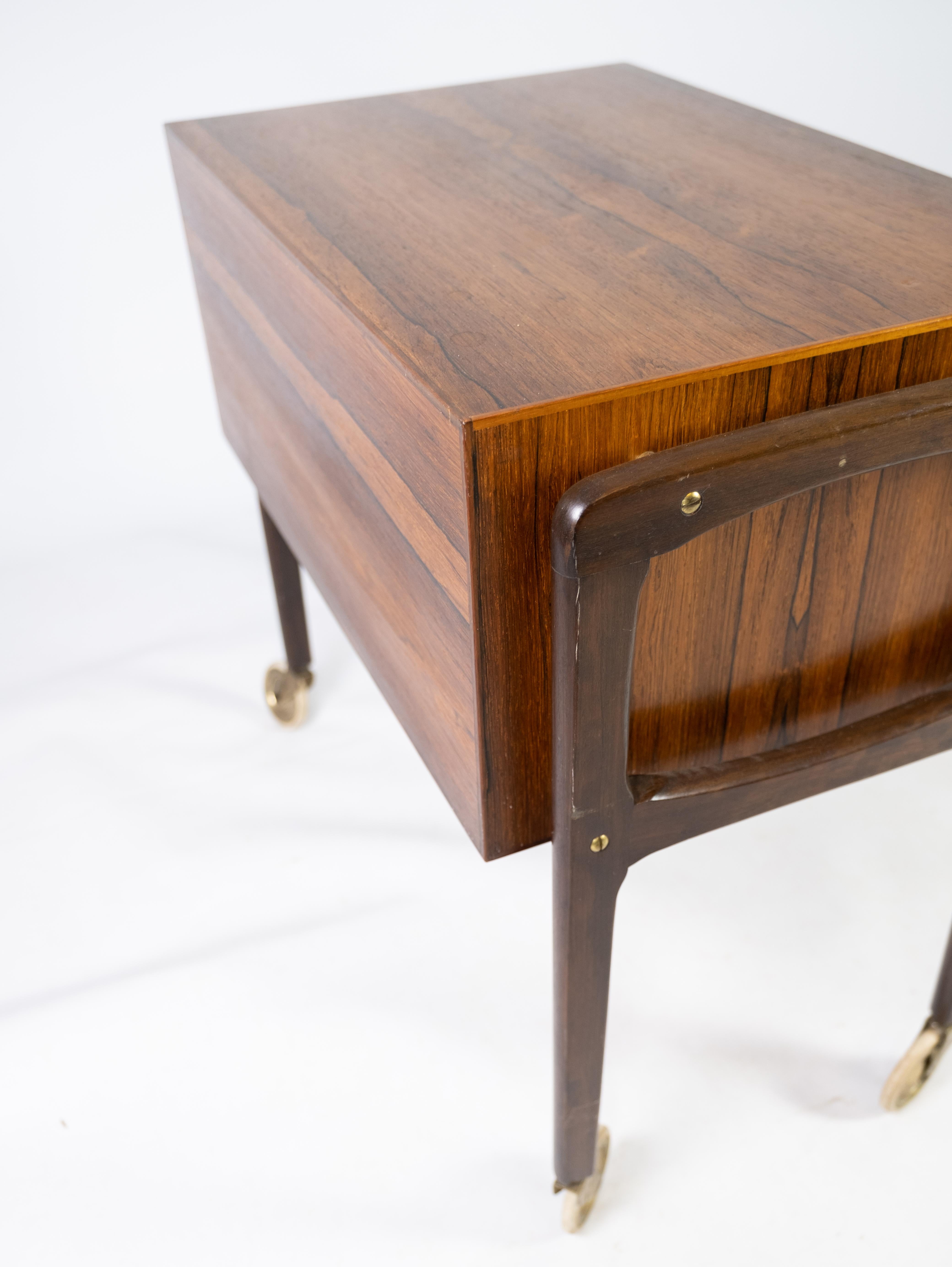 Mid-20th Century Small Chest of Drawers on Wheels in Rosewood of Danish Design from the 1960s For Sale